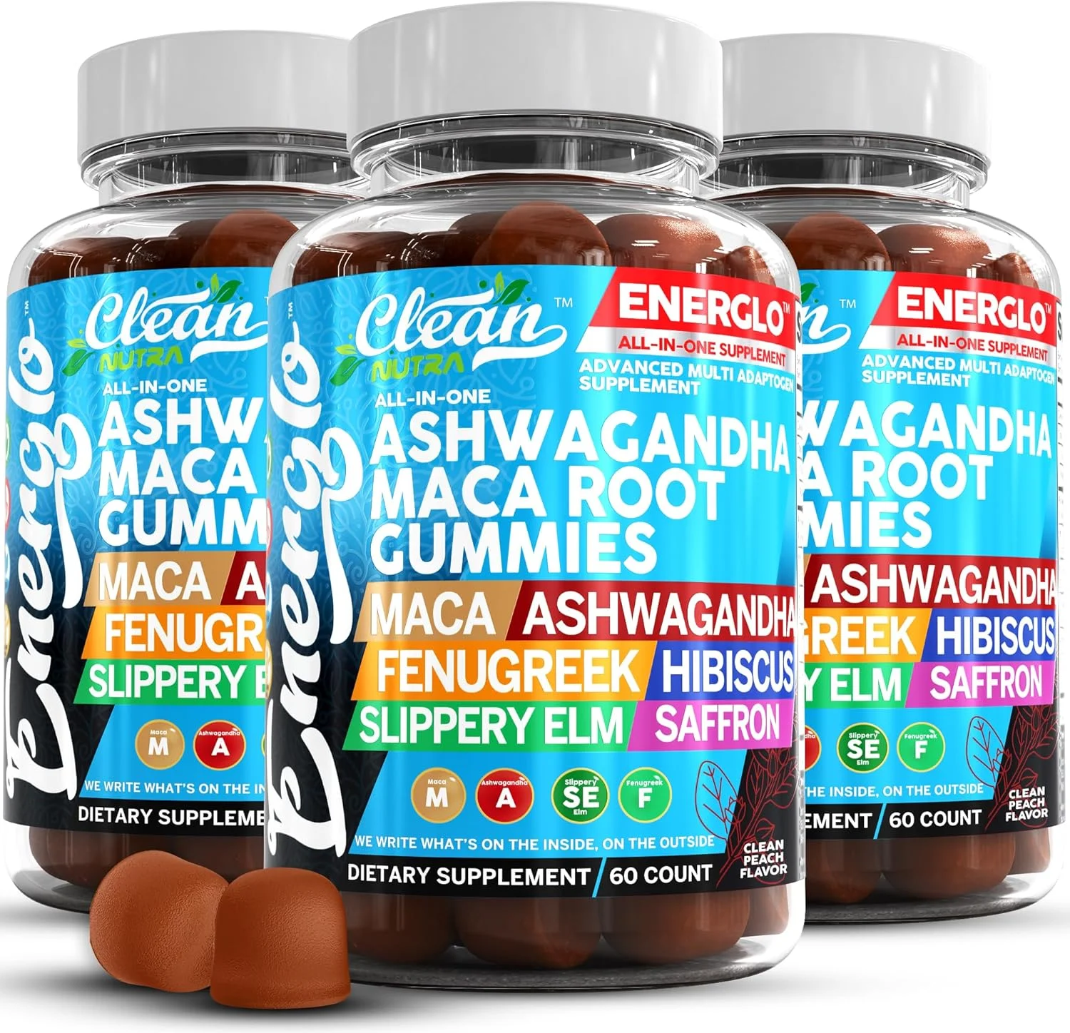 پاستیل آشوگاندا و ریشه ماکا با شنبلیله، گل بامیه، نارون لغزنده، عصاره زعفران و بتاکاروتن | طعم هلو، پاستیل های گیاهی، مکمل آداپتوژن کورتیزول Energlo از Clean Nutra (3 عدد) پاستیل آشوگاندا و ریشه ماکا با شنبلیله، گل بامیه، نارون لغزنده، عصاره زعفران و بتاکاروتن | طعم هلو، پاستیل های گیاهی، مکمل آداپتوژن کورتیزول Energlo از Clean Nutra (3 عدد)