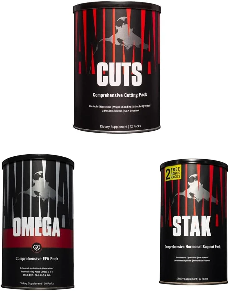 قرص های رژیمی مدیریت کاهش وزن Animal Cuts ترموژنیک چربی سوز + امگا + استک برای مردان و زنان