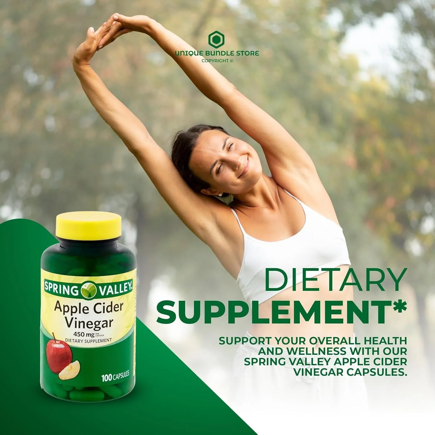 کپسول سرکه سیب 450 میلی گرم - 100 عدد، مکمل ACV، فرمول سنتی، کپسول های سرکه سیب تمیز برای سلامتی روزانه (بسته 1 عددی).