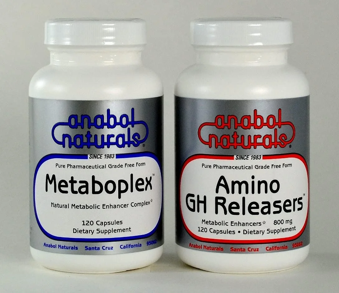 Anabol Naturals Meta GHR Stack: Metaboplex 120 کپسول، 600 میلی گرم و Amino GHReleasers 120 کپسول، 800 میلی گرم