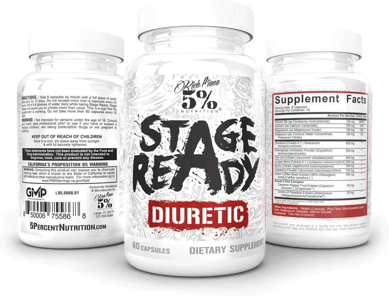 ماده مُدِر Stage Ready 5% Nutrition | ماده مُدِر رقابتی با قدرت مضاعف | کاهش وزن سریع، رفع احتباس آب و نفخ | فرمول طبیعی با ریشه قاصدک، علف هفتبند، انگور خرس (60 عدد قرص) ماده مُدِر Stage Ready 5% Nutrition | ماده مُدِر رقابتی با قدرت مضاعف | کاهش وزن سریع، رفع احتباس آب و نفخ | فرمول طبیعی با ریشه قاصدک، علف هفتبند، انگور خرس (60 عدد قرص)