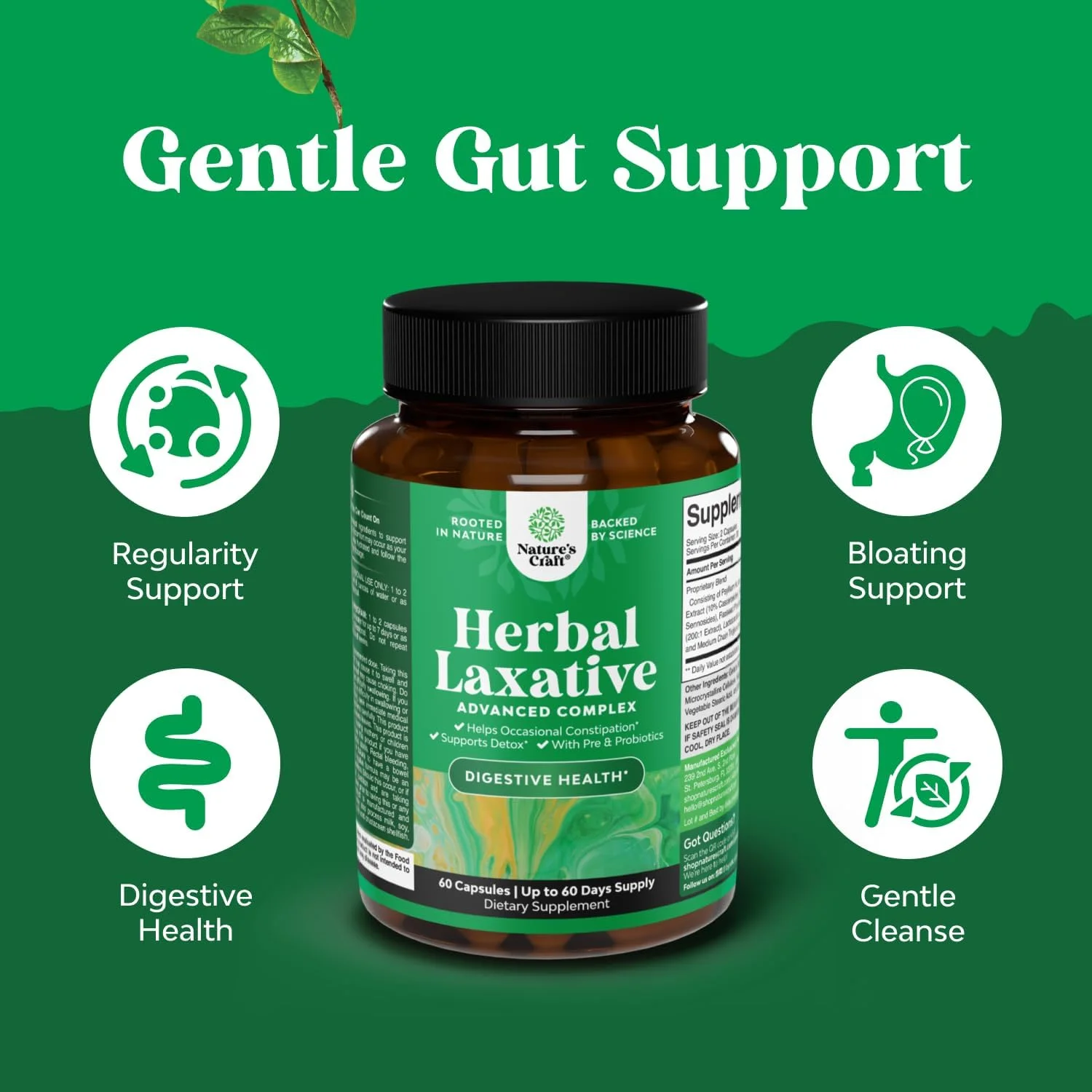 کپسول های ملین گیاهی با پروبیوتیک - ملین های طبیعی برای یبوست با برگ سنا، پسیلیوم، آلوئه ورا - پاک کننده روده بزرگ برای زنان و مردان - سم زدایی برای سلامت روده و مدیریت وزن - 60 عدد کپسول های ملین گیاهی با پروبیوتیک - ملین های طبیعی برای یبوست با برگ سنا، پسیلیوم، آلوئه ورا - پاک کننده روده بزرگ برای زنان و مردان - سم زدایی برای سلامت روده و مدیریت وزن - 60 عدد