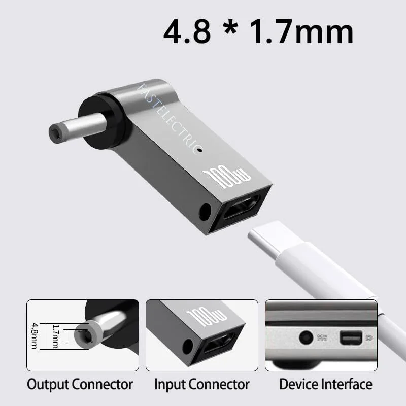 آداپتور شارژ لپ تاپ USB C به 4.8 میلی متر، کانکتور شارژر برق PD 100 واتی Type C به DC 4.8 x 1.7 میلی متر با نوک گرد برای HP Pavilion DV6000 DV1000 DV2000 DV5000 HP Compaq Presario C300 9155068 18.5V3.5A آداپتور شارژ لپ تاپ USB C به 4.8 میلی متر، کانکتور شارژر برق PD 100 واتی Type C به DC 4.8 x 1.7 میلی متر با نوک گرد برای HP Pavilion DV6000 DV1000 DV2000 DV5000 HP Compaq Presario C300 9155068 18.5V3.5A