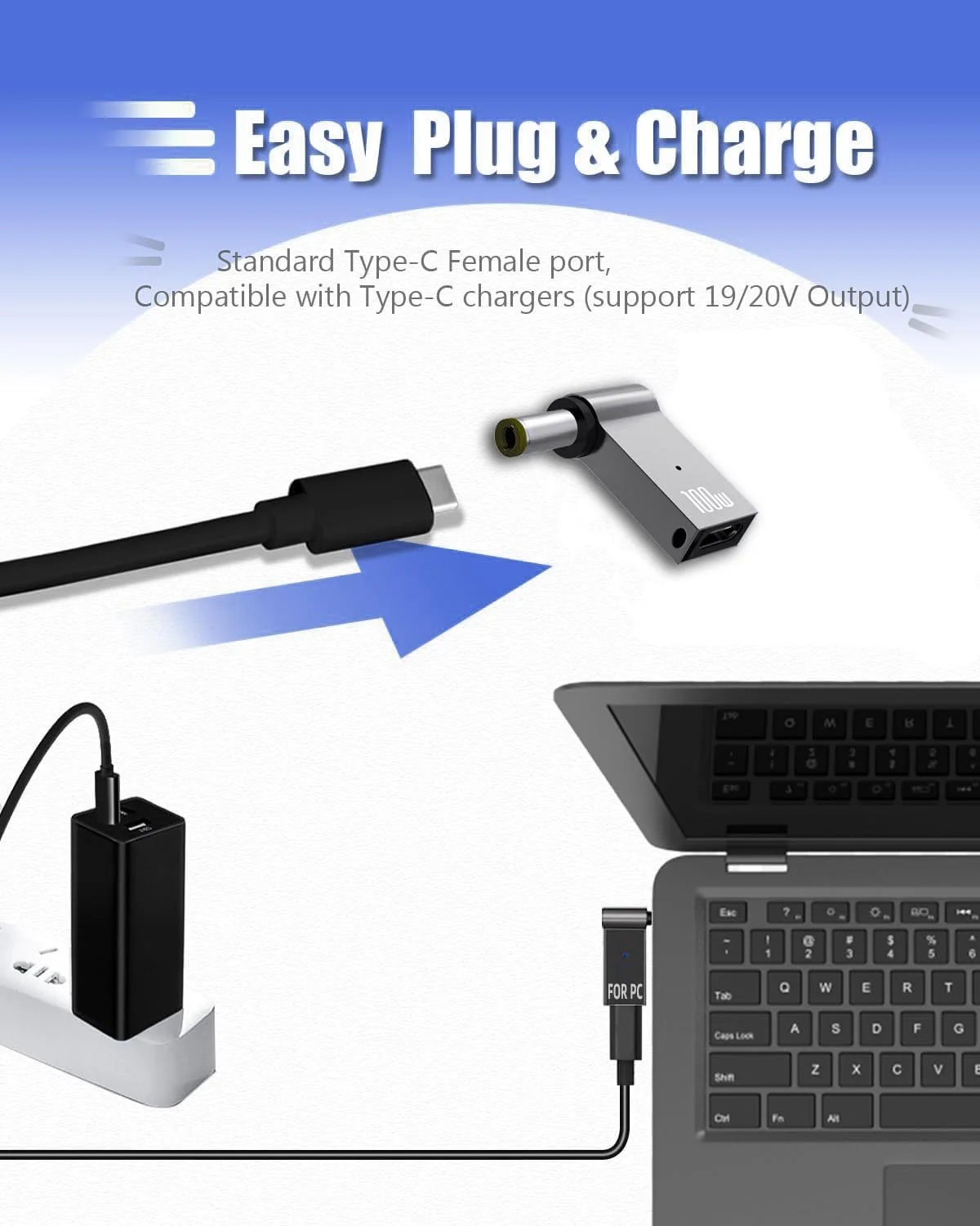 آداپتور شارژ لپ تاپ USB C به 4.8 میلی متر، کانکتور شارژر برق PD 100 واتی Type C به DC 4.8 x 1.7 میلی متر با نوک گرد برای HP Pavilion DV6000 DV1000 DV2000 DV5000 HP Compaq Presario C300 9155068 18.5V3.5A آداپتور شارژ لپ تاپ USB C به 4.8 میلی متر، کانکتور شارژر برق PD 100 واتی Type C به DC 4.8 x 1.7 میلی متر با نوک گرد برای HP Pavilion DV6000 DV1000 DV2000 DV5000 HP Compaq Presario C300 9155068 18.5V3.5A