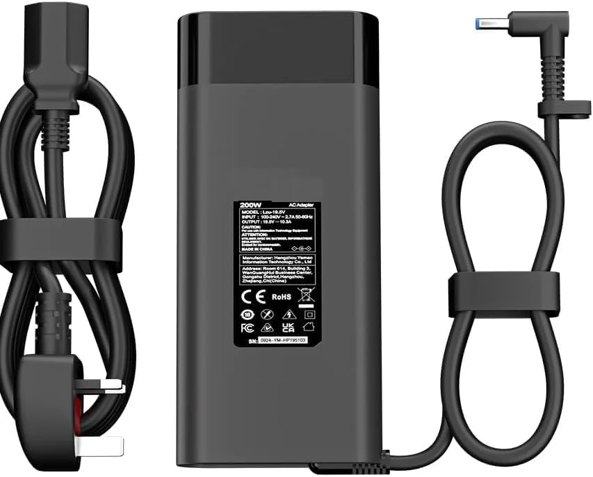 آداپتور AC 200W برای شارژر لپ تاپ HP، ولتاژ 19.5V/10.3A، منبع تغذیه با نوک 4.5x3.0mm سازگار با HP Victus/OMEN 16 /Pavilion Gaming/ZBook Fury/Studio/Envy/ProBook