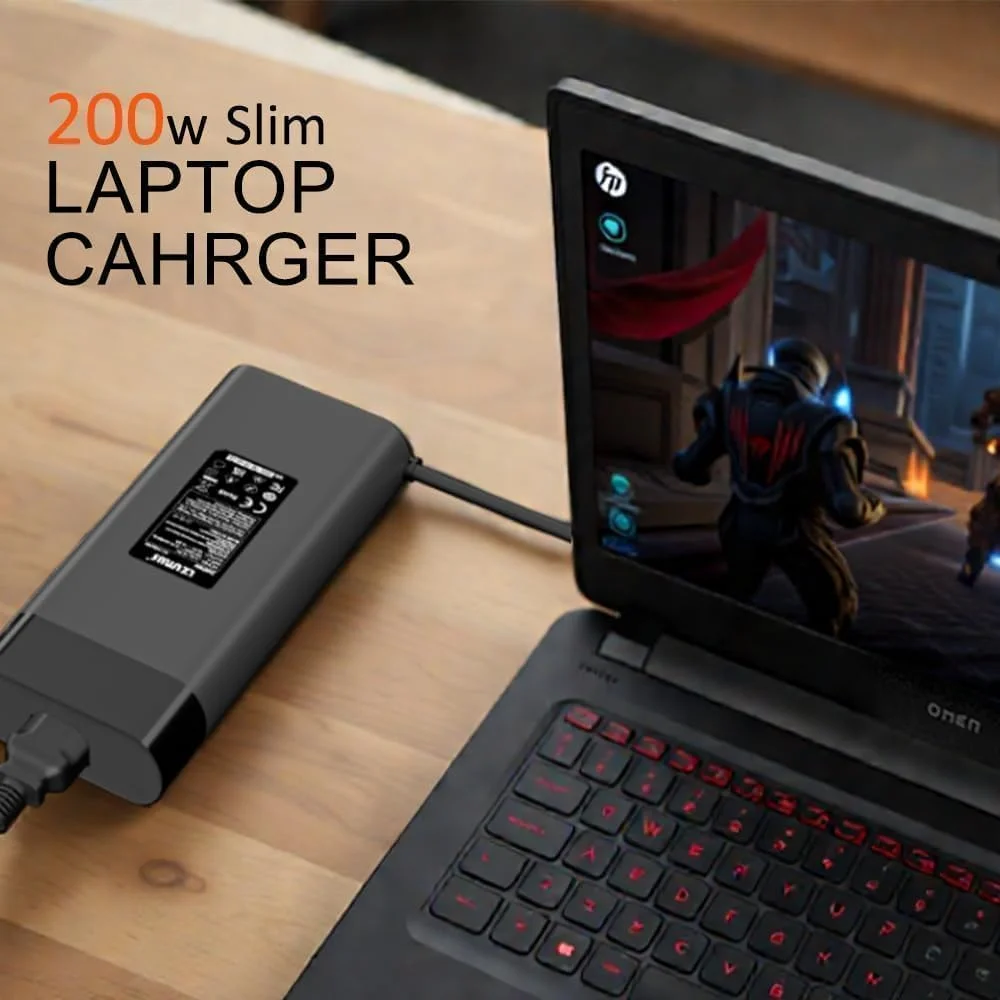 آداپتور AC 200 واتی برای شارژر لپ تاپ HP، منبع تغذیه 19.5 ولت / 10.3 آمپر با نوک 4.5x3.0 میلی‌متری سازگار با HP Victus/OMEN 16 /Pavilion Gaming/ZBook Fury/Studio/Envy/ProBook