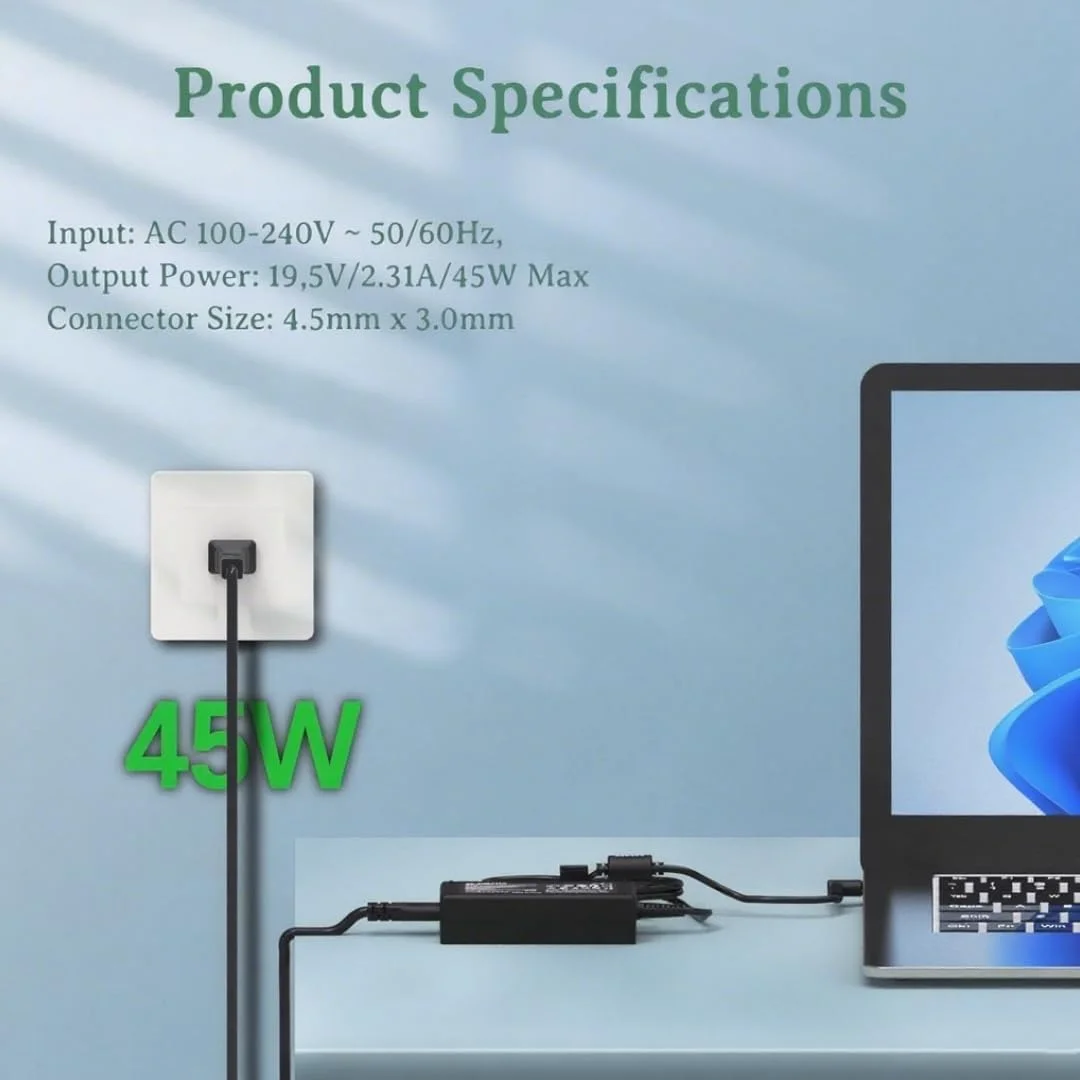 شارژر 19.5 ولت 45 وات 2.31 آمپر ZAHARA مدل 741727-001 برای سری HP Pavilion 15-dw، سری 15-F، سری 15-D، سری 15-G، مدل L25296-002 TPN-CA14