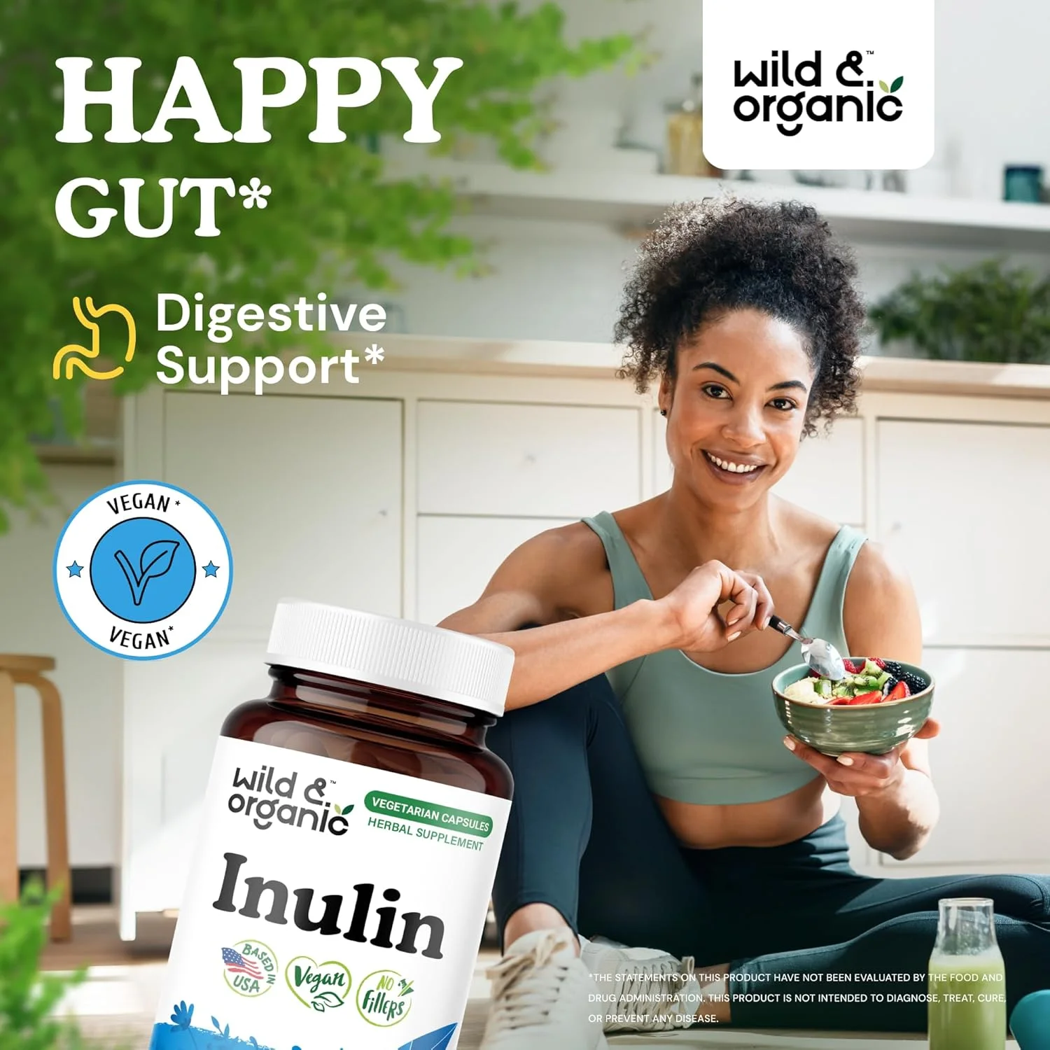 کپسول فیبر پری‌بیوتیک اینولین وحشی و ارگانیک 1400 میلی‌گرم - پشتیبانی از هضم و روده - مکمل پودر اینولین ریشه کاسنی - وگان، بدون مواد افزودنی، غیر تراریخته - 60 عدد