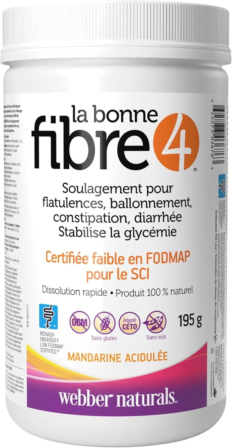 پودر فیبر ۴ با طعم نارنگی Webber Naturals، ۲۲۵ گرم