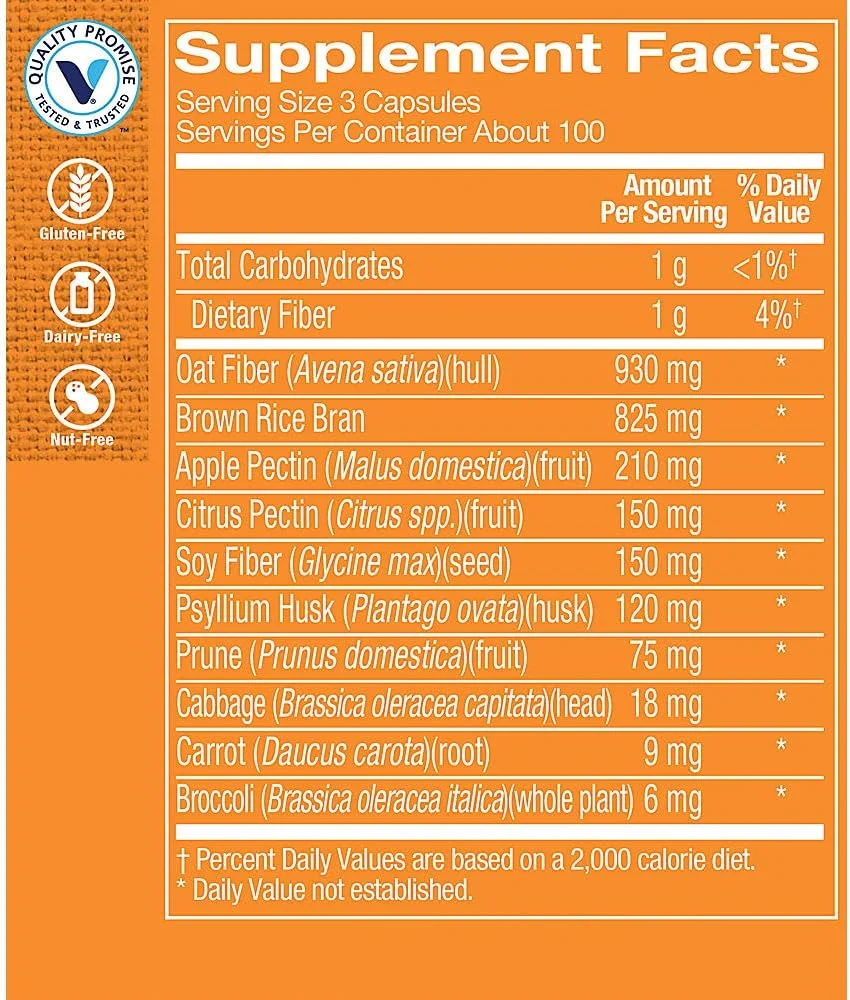 مخلوط فیبر فروشگاه ویتامین، منبع طبیعی نامحلول (300 کپسول)