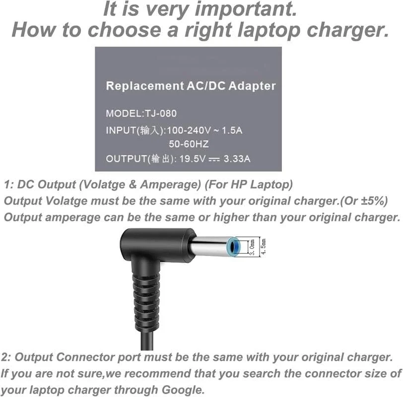 شارژر لپ تاپ برای اچ پی پاویلیون G6 DV6 18.5V 3.5A 65W الیت بوک 8470P 8440P سری انوی، آداپتور برق کامپیوتر، کانکتور: 7.4 * 5.0mm