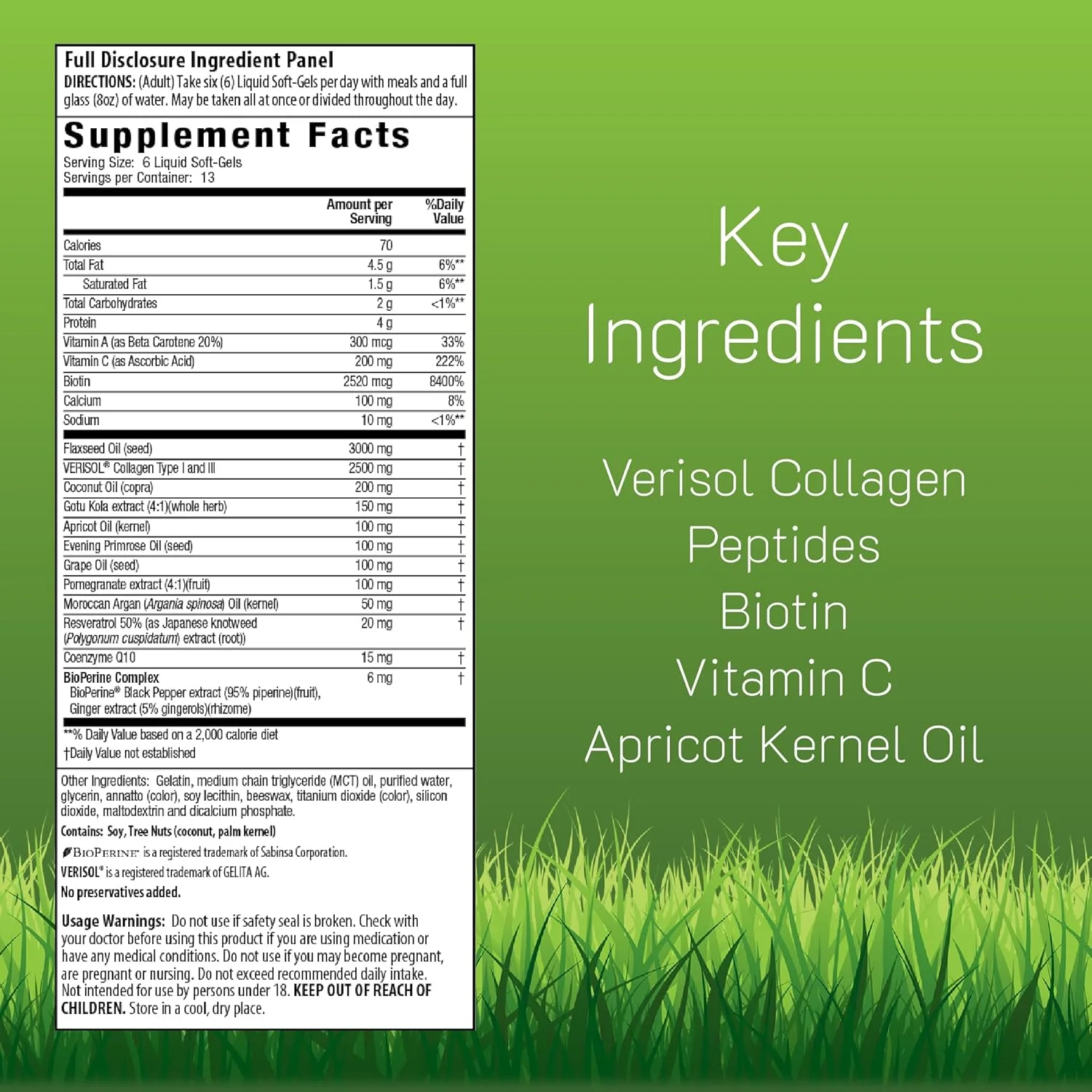 کلاژن بیوتی ایروین نچرالز - 80 سافت ژل مایع - کمک به کاهش خطوط ریز و چروک، بهبود ظاهر پوست و تقویت ناخن ها - 13 سروینگ