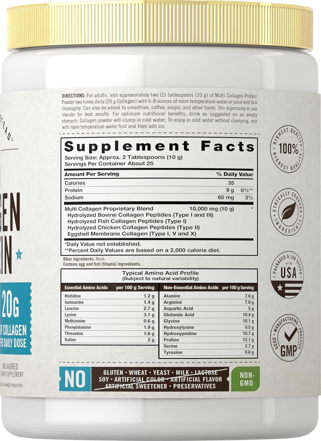 پودر پروتئین کلاژن چندگانه کارلایل برای زنان و مردان | 255 گرم | انواع I، II، III، V، X | مکمل کمپلکس ممتاز | بدون طعم | غیر GMO و بدون گلوتن | توسط هرباج فارمستد