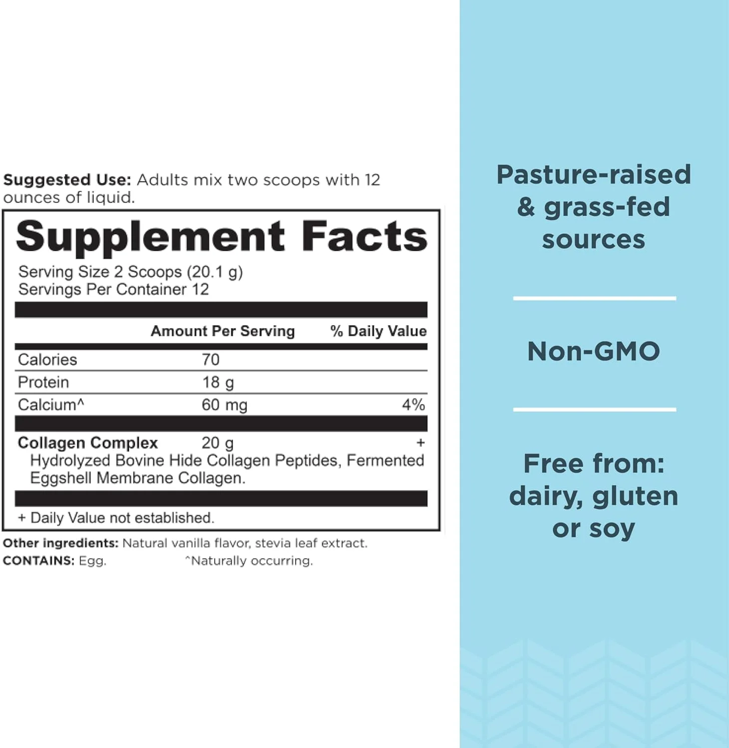 پودر پپتیدهای کلاژن تغذیه باستانی، پپتیدهای کلاژن، کلاژن هیدرولیز شده وانیلی، پشتیبانی از سلامت پوست، مفاصل و روده، سازگار با کتو و پالئو، 12 سروینگ، 20 گرم کلاژن در هر سروینگ