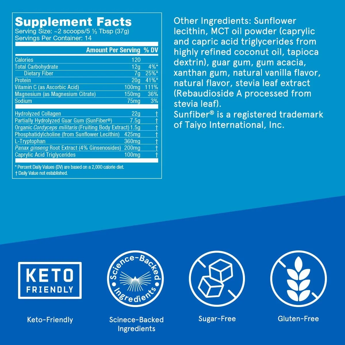پودر پروتئین کلاژن انرژی با طعم وانیل، 518 گرم، سوخت بدون کافئین با ویتامین ها و آنتی اکسیدان ها، بسته بندی ممکن است متفاوت باشد