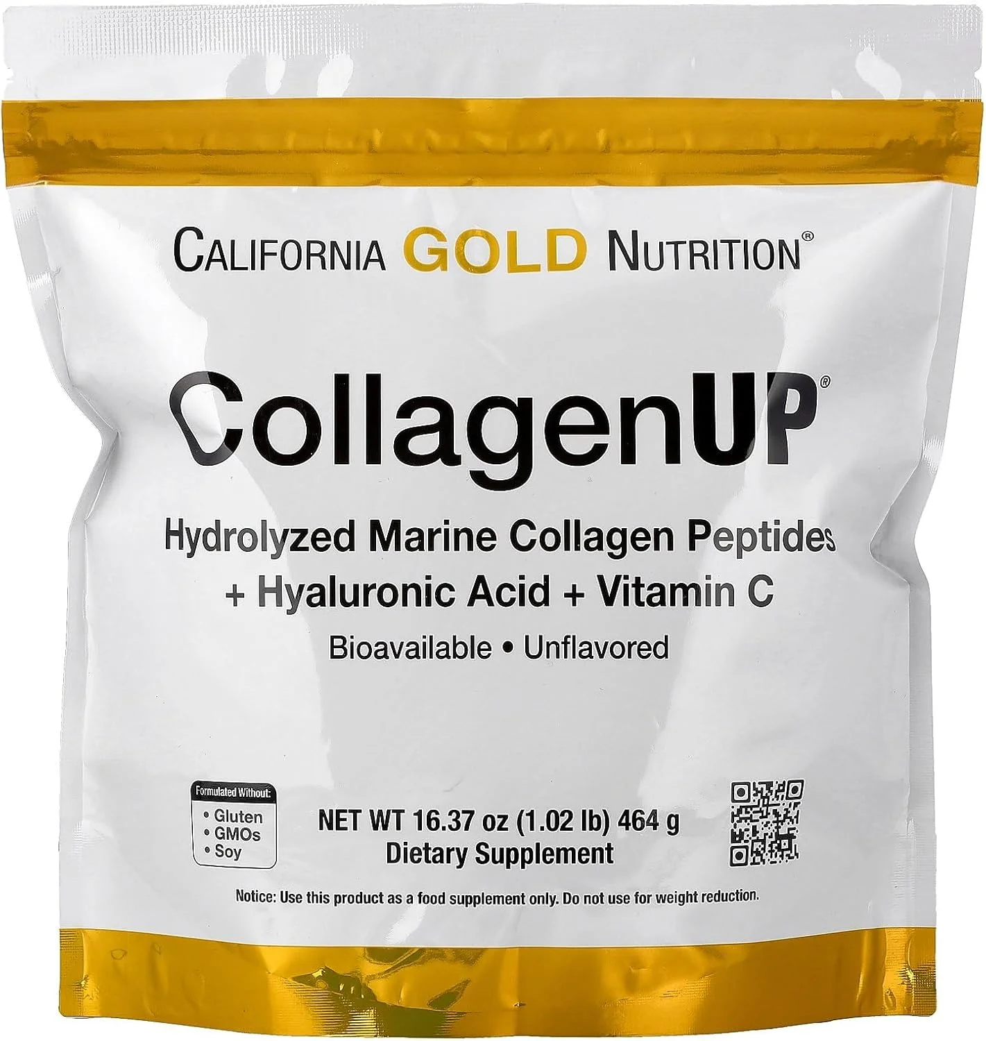 کلاژن آپ California Gold Nutrition، پپتیدهای کلاژن دریایی هیدرولیز شده با اسید هیالورونیک و ویتامین C، بدون طعم، 464 گرم کلاژن آپ California Gold Nutrition، پپتیدهای کلاژن دریایی هیدرولیز شده با اسید هیالورونیک و ویتامین C، بدون طعم، 464 گرم