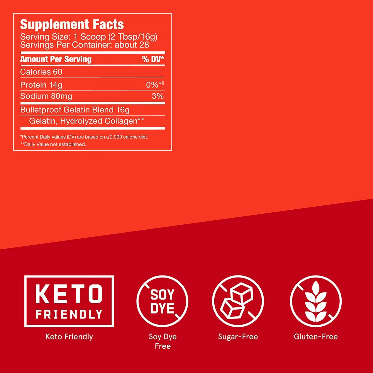 ژلاتین کلاژلاتین، ژلاتین تقویت شده با پروتئین کلاژن، ایده آل برای دستور العمل های رژیم کتو و پالئو (453 گرم)