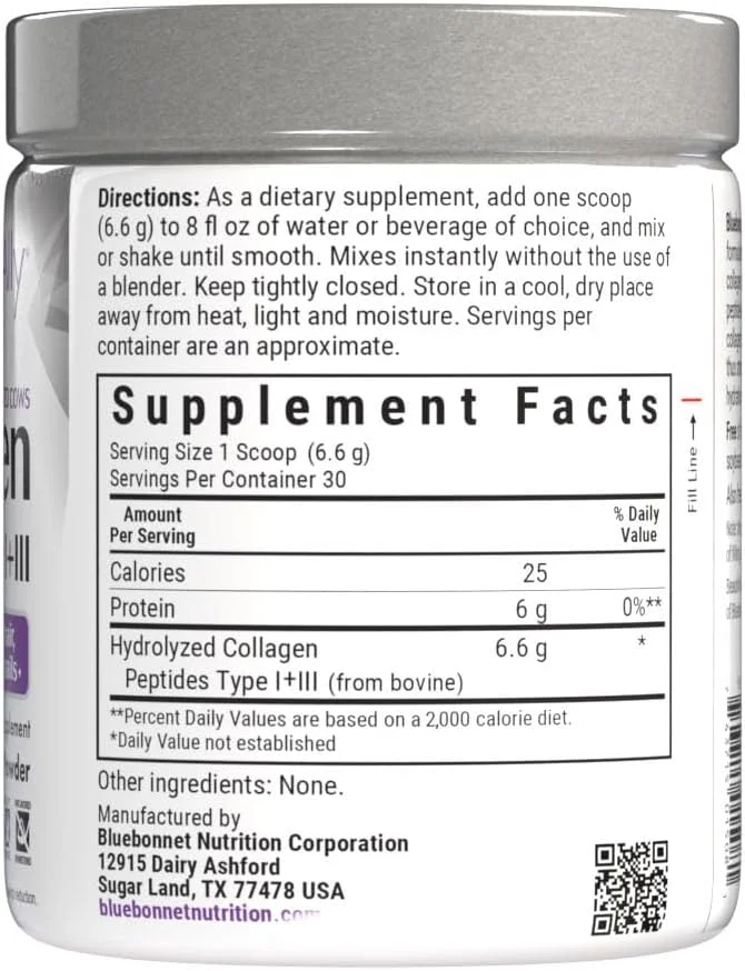 پودر کلاژن Beautiful Ally بلو بونت نوتریشن، کلاژن هیدرولیز شده از گاوهای تغذیه شده با علف، پپتیدهای کلاژن نوع 1 و 3، غیر تراریخته، بدون گلوتن، بدون سویا، بدون شیر، 28 سروینگ، بدون شیرین کننده، 195 گرم