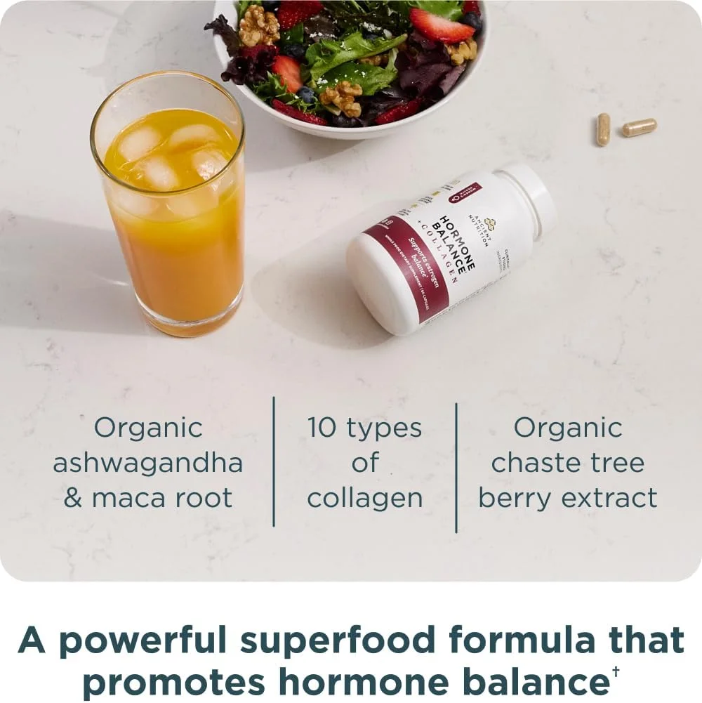 مکمل تعادل هورمونی و کلاژن Ancient Nutrition، پپتیدهای کلاژن هیدرولیز شده، ماده اصلی با تاییدیه بالینی برای حمایت از تعادل هورمون ها و افزایش انرژی، 60 کپسول