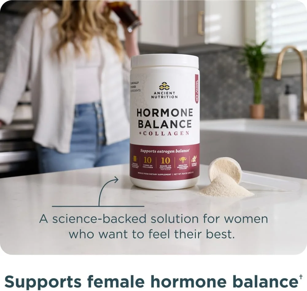 پودر مکمل تعادل هورمونی + کلاژن Ancient Nutrition، پپتیدهای کلاژن هیدرولیز شده، ماده اصلی با تاییدیه بالینی برای حمایت از هورمون های متعادل و افزایش انرژی، وانیلی، 25 سروینگ پودر مکمل تعادل هورمونی + کلاژن Ancient Nutrition، پپتیدهای کلاژن هیدرولیز شده، ماده اصلی با تاییدیه بالینی برای حمایت از هورمون های متعادل و افزایش انرژی، وانیلی، 25 سروینگ