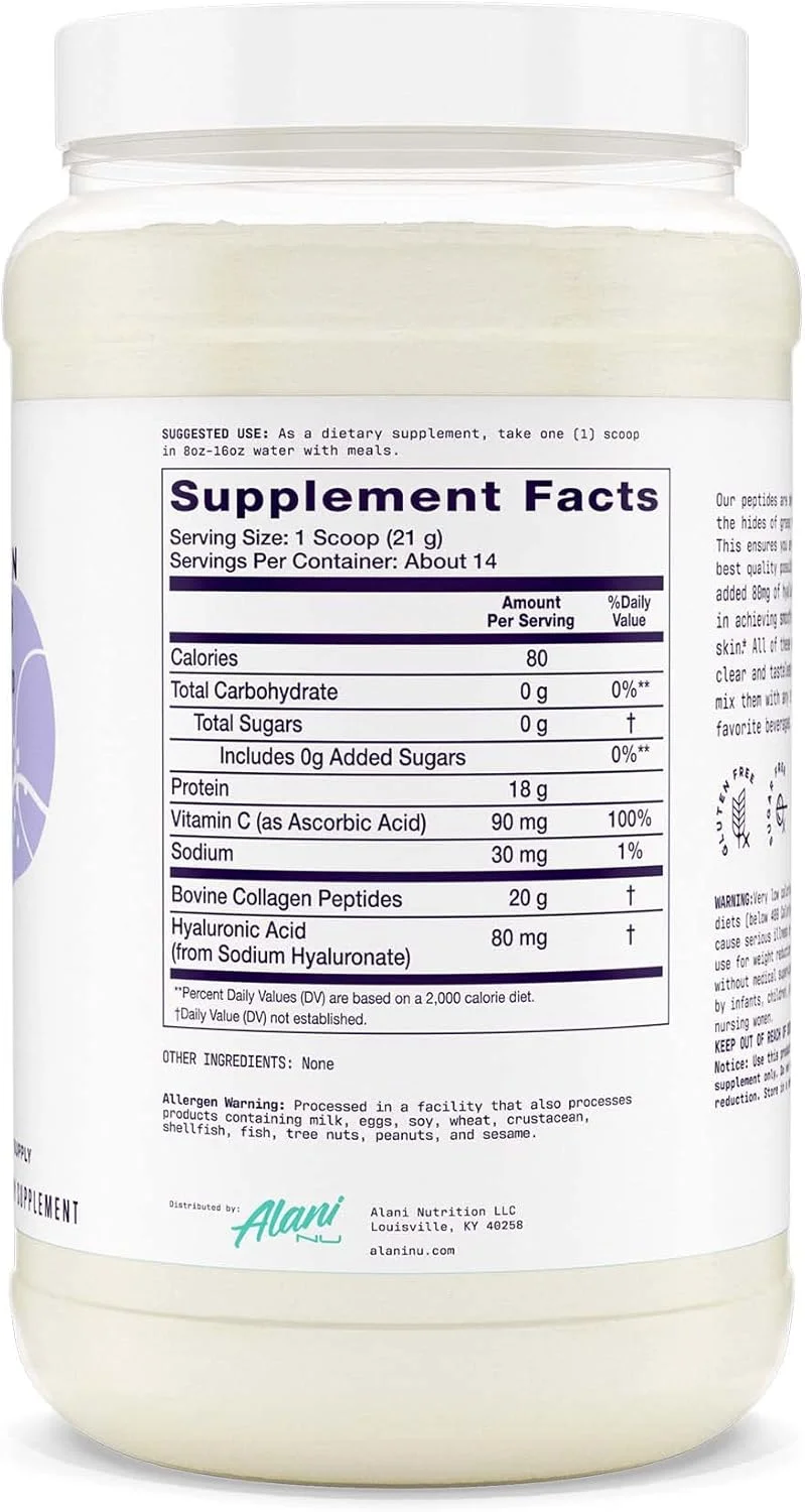 پودر پپتیدهای کلاژن آلانی نو بدون طعم | 18 گرم پروتئین | پشتیبانی از سلامت استخوان، پوست و ناخن | کلاژن برای زنان | 80 میلی گرم اسید هیالورونیک | بدون گلوتن | بدون شکر | 14 سروینگ پودر پپتیدهای کلاژن آلانی نو بدون طعم | 18 گرم پروتئین | پشتیبانی از سلامت استخوان، پوست و ناخن | کلاژن برای زنان | 80 میلی گرم اسید هیالورونیک | بدون گلوتن | بدون شکر | 14 سروینگ