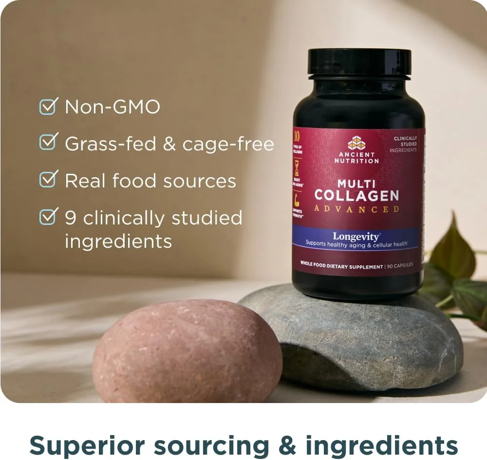 آنشنت نوتریشن مولتی کلاژن ادونسد لانجویتی با پروبیوتیک، پپتیدهای کلاژن هیدرولیز شده، تقویت کننده پیری سالم و انرژی سلولی، 90 عدد آنشنت نوتریشن مولتی کلاژن ادونسد لانجویتی با پروبیوتیک، پپتیدهای کلاژن هیدرولیز شده، تقویت کننده پیری سالم و انرژی سلولی، 90 عدد