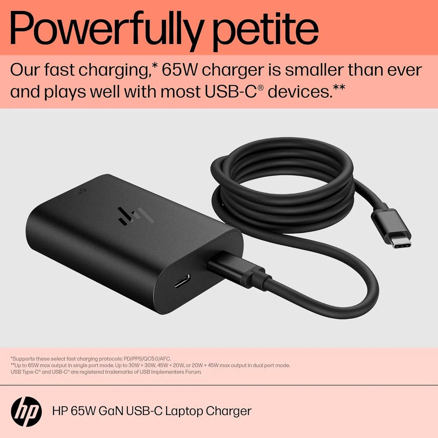شارژر لپ تاپ 65 واتی HP USB-C GaN