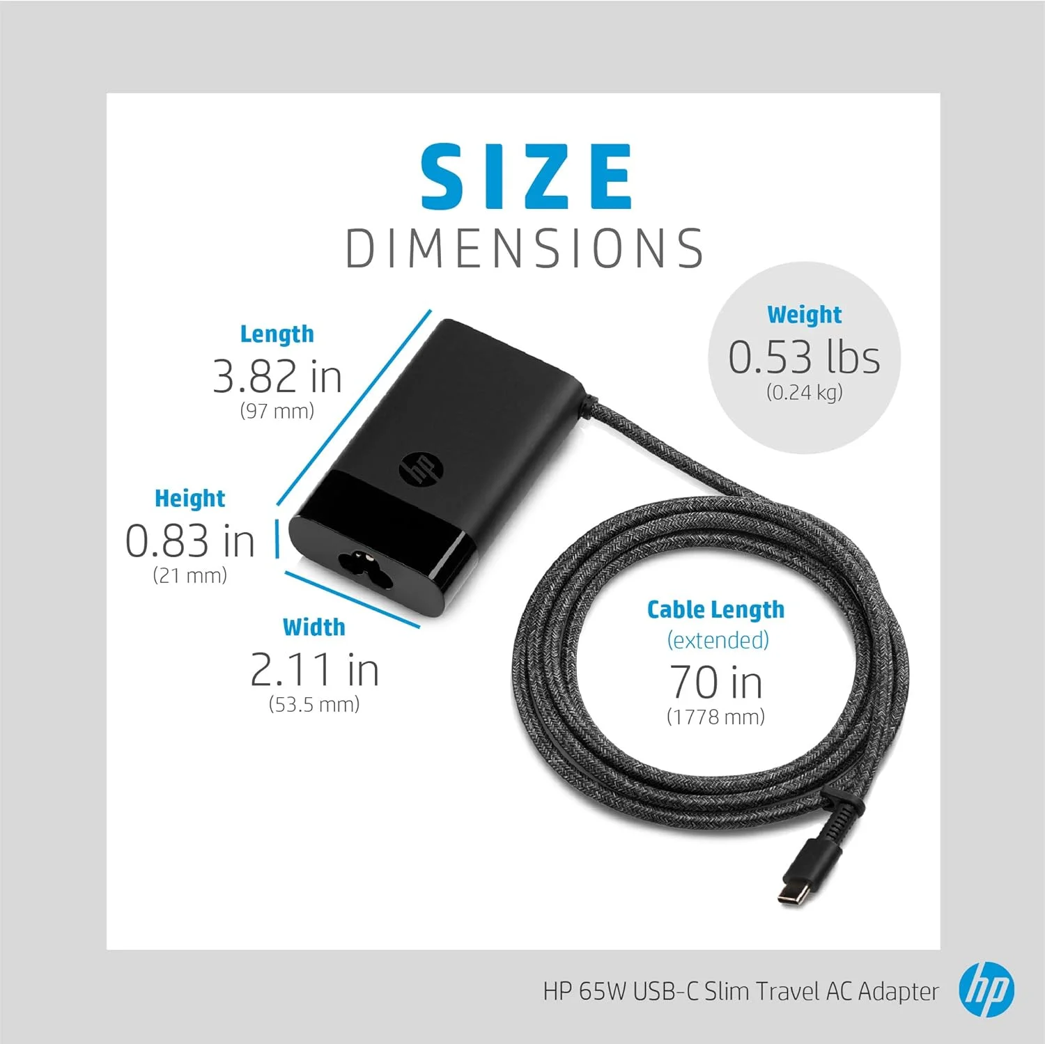 آداپتور برق باریک مسافرتی 65 واتی USB-C اچ پی مدل 3PN48AA#ABA