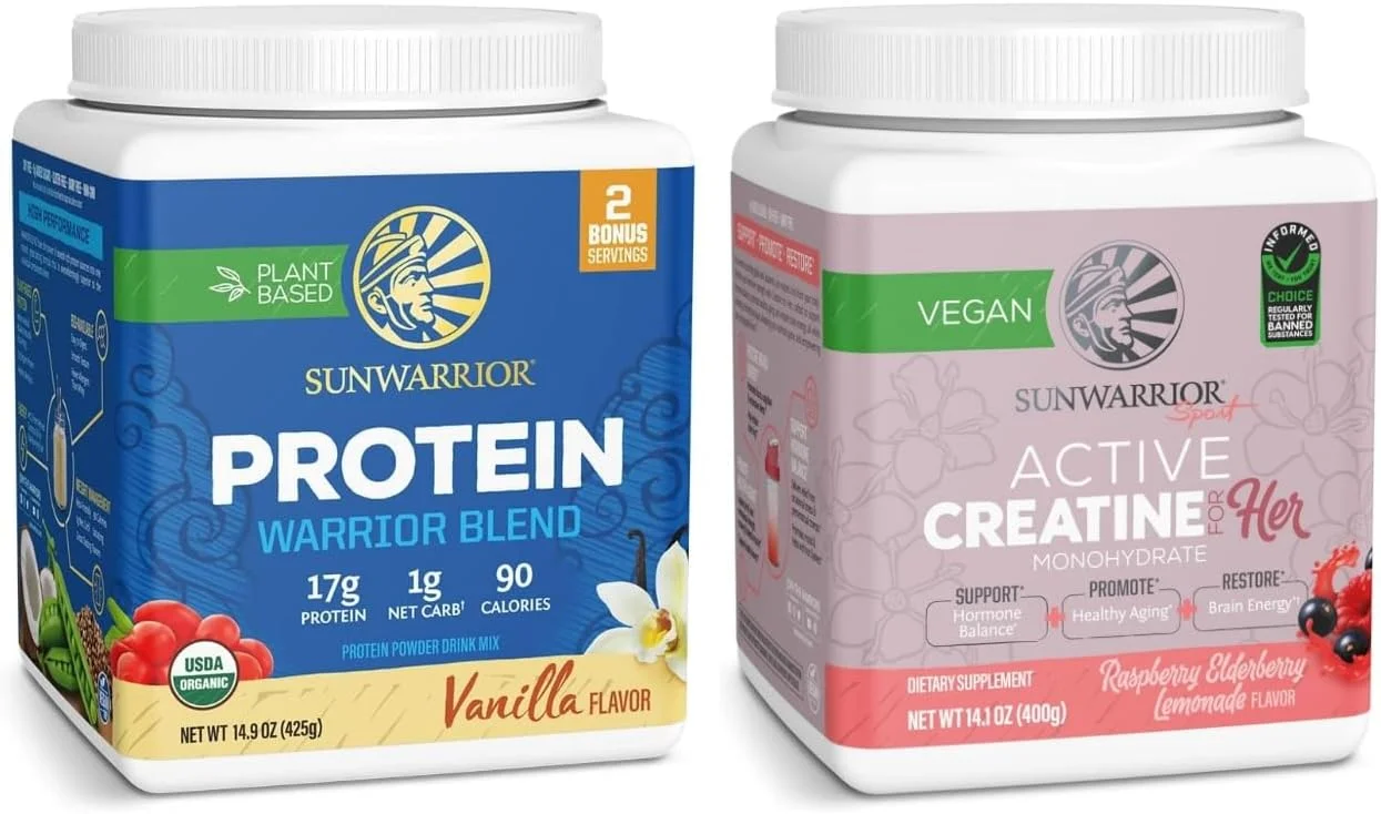 مجموعه پودر پروتئین گیاهی ارگانیک وانیلی و کراتین مخصوص بانوان | خرید به صورت بسته ای و صرفه جویی | پروتئین ارگانیک وگان به همراه کراتین مونوهیدرات با طعم تمشک و لیموناد (۵۰ سروینگ کراتین، ۱۷ سروینگ وانیل) مجموعه پودر پروتئین گیاهی ارگانیک وانیلی و کراتین مخصوص بانوان | خرید به صورت بسته ای و صرفه جویی | پروتئین ارگانیک وگان به همراه کراتین مونوهیدرات با طعم تمشک و لیموناد (۵۰ سروینگ کراتین، ۱۷ سروینگ وانیل)