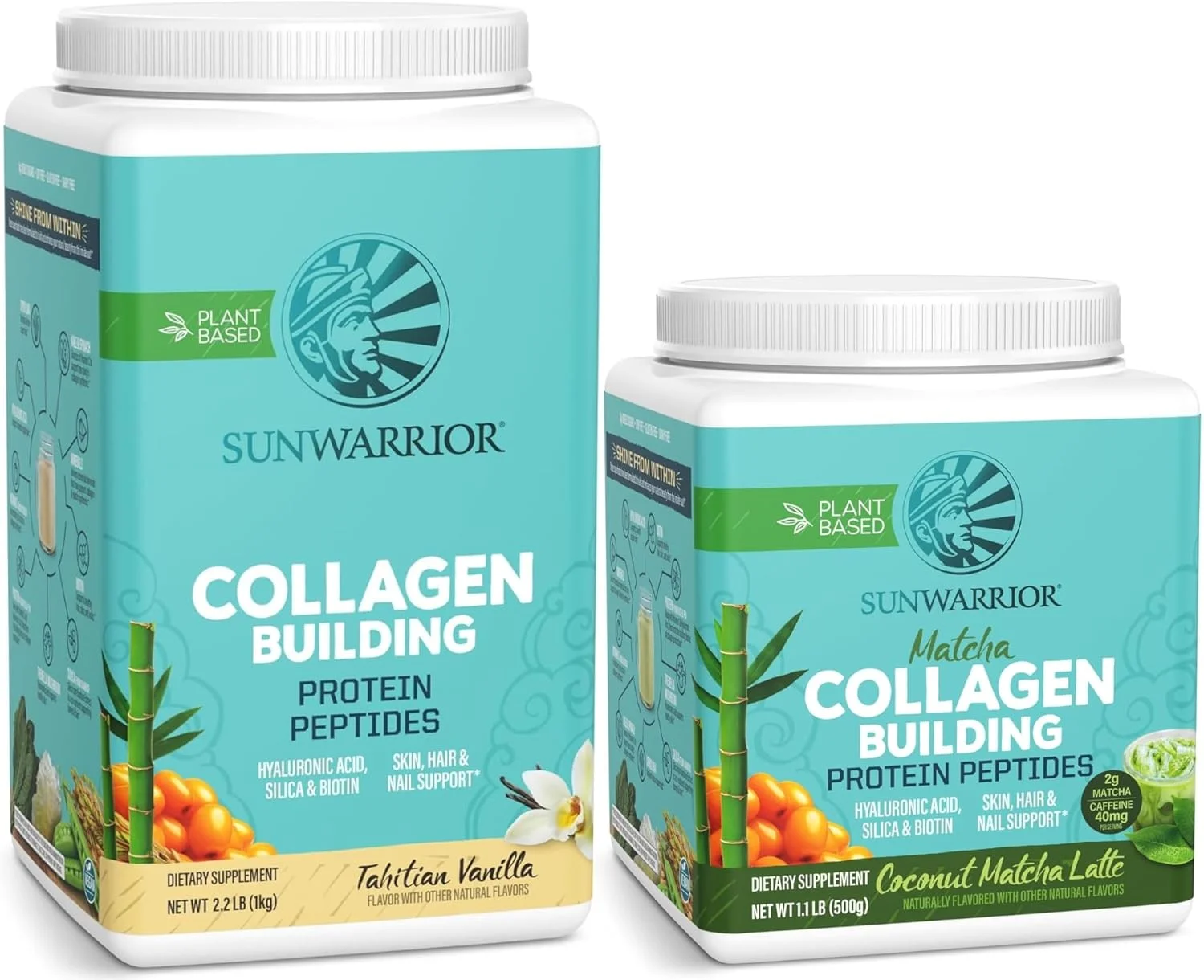 پودر پروتئین کلاژن وگان نارگیل ماچا و وانیل | بسته ویژه و مقرون به صرفه | تقویت کننده کلاژن گیاهی | بدون GMO، بدون شکر افزوده، سویا یا لبنیات (20 سروینگ نارگیل ماچا، 40 سروینگ وانیل) پودر پروتئین کلاژن وگان نارگیل ماچا و وانیل | بسته ویژه و مقرون به صرفه | تقویت کننده کلاژن گیاهی | بدون GMO، بدون شکر افزوده، سویا یا لبنیات (20 سروینگ نارگیل ماچا، 40 سروینگ وانیل)