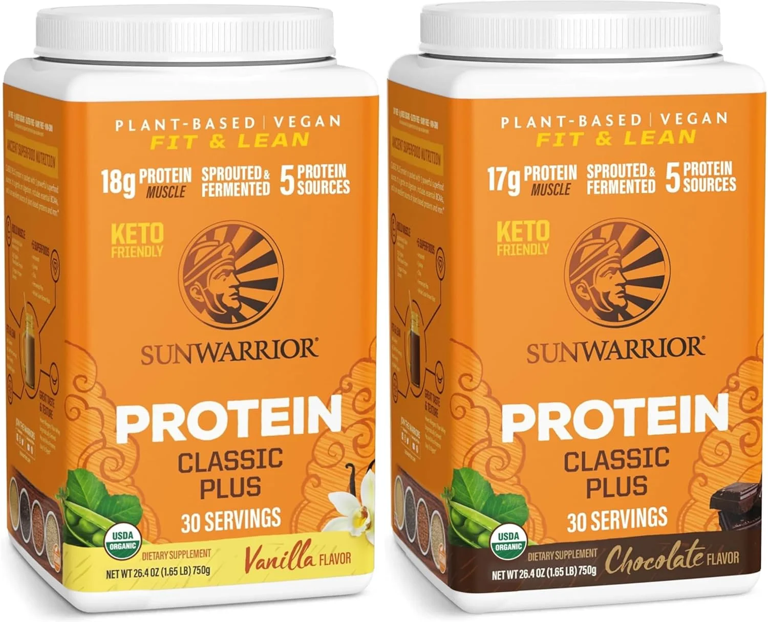 مجموعه پودر پروتئین ارگانیک کلاسیک پلاس شکلاتی و وانیلی | بسته ویژه و تخفیف دار | مخلوط سوپرفود پودر پروتئین وگان | بدون GMO، سویا، لبنیات و گلوتن (30 سروینگ وانیلی، 30 سروینگ شکلاتی) مجموعه پودر پروتئین ارگانیک کلاسیک پلاس شکلاتی و وانیلی | بسته ویژه و تخفیف دار | مخلوط سوپرفود پودر پروتئین وگان | بدون GMO، سویا، لبنیات و گلوتن (30 سروینگ وانیلی، 30 سروینگ شکلاتی)