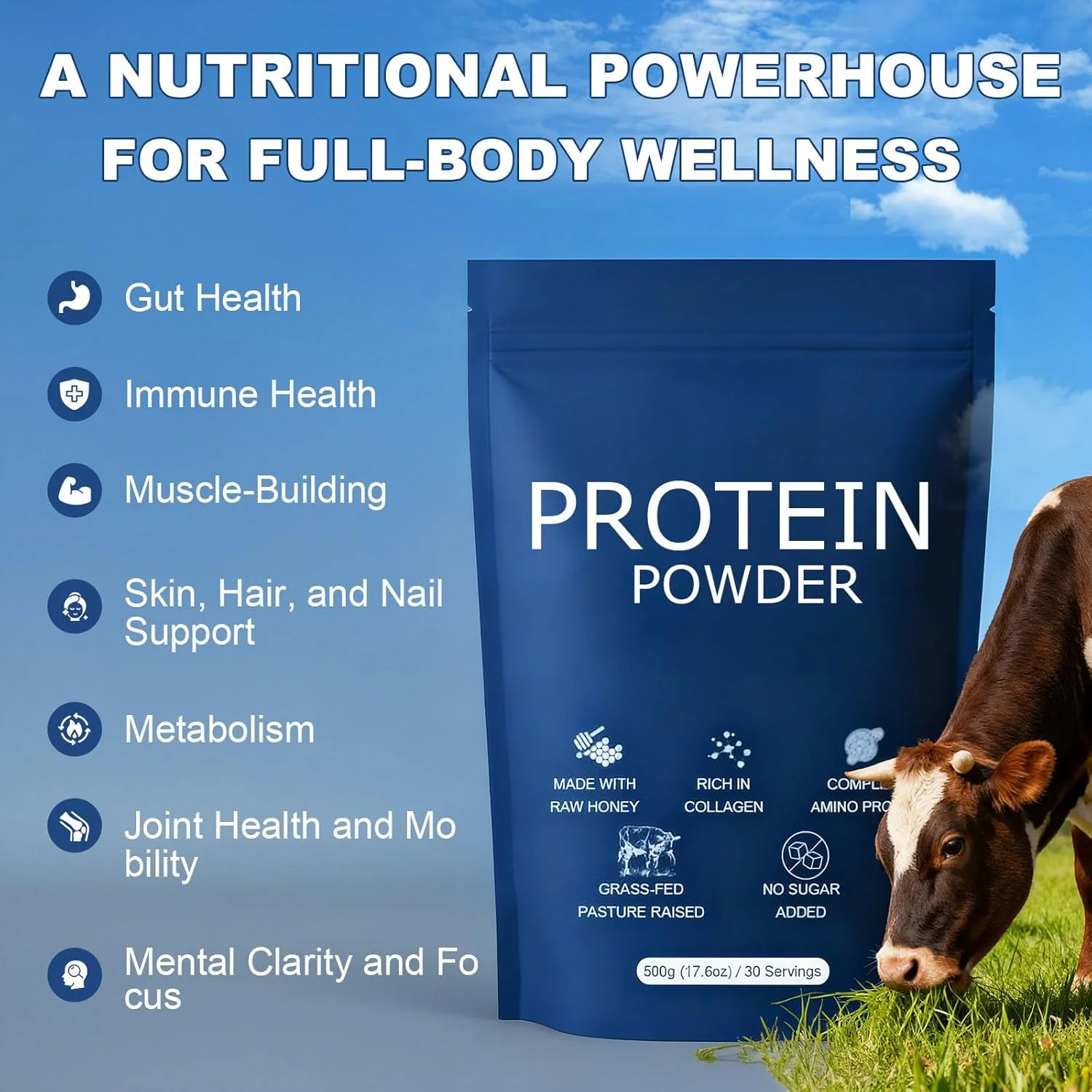 پودر پروتئین، پودر پروتئین گوشت گاو تغذیه شده با علف، خالص، مبتنی بر حیوانات، غیر لبنی، پالئو و کتو، غیر GMO برای سلامت روده و پشتیبانی از مفاصل - 30 روز پودر پروتئین، پودر پروتئین گوشت گاو تغذیه شده با علف، خالص، مبتنی بر حیوانات، غیر لبنی، پالئو و کتو، غیر GMO برای سلامت روده و پشتیبانی از مفاصل - 30 روز