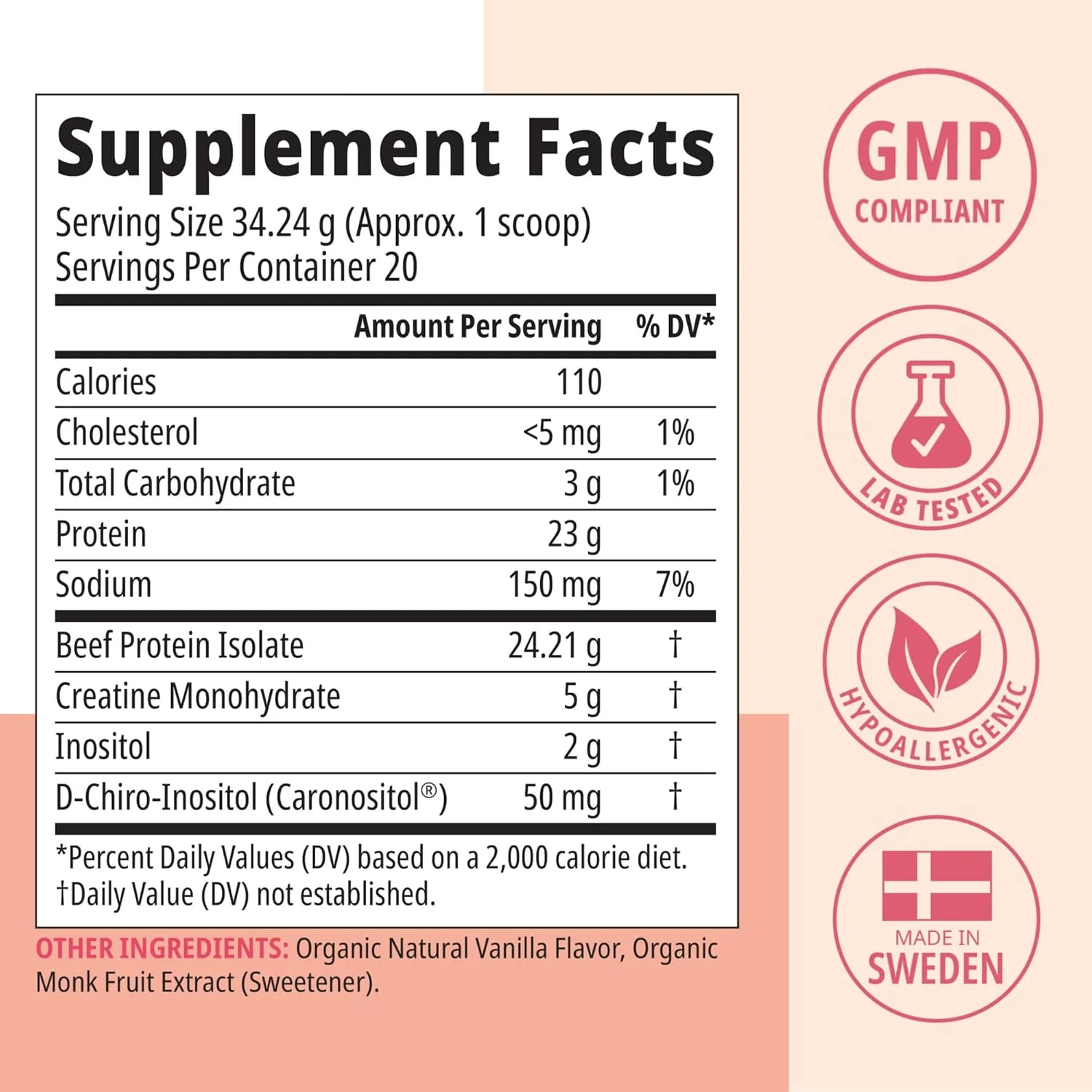 پروتئین مخصوص بانوان ولنا | تنها با 5 ماده اولیه تمیز | 23 گرم پروتئین + کراتین و اینوزیتول | تغذیه شده با علف | پشتیبانی از هورمون ها، انرژی و قدرت عضلانی | فاقد لبنیات، فاقد آب پنیر، فاقد نخود، بدون شکر پروتئین مخصوص بانوان ولنا | تنها با 5 ماده اولیه تمیز | 23 گرم پروتئین + کراتین و اینوزیتول | تغذیه شده با علف | پشتیبانی از هورمون ها، انرژی و قدرت عضلانی | فاقد لبنیات، فاقد آب پنیر، فاقد نخود، بدون شکر
