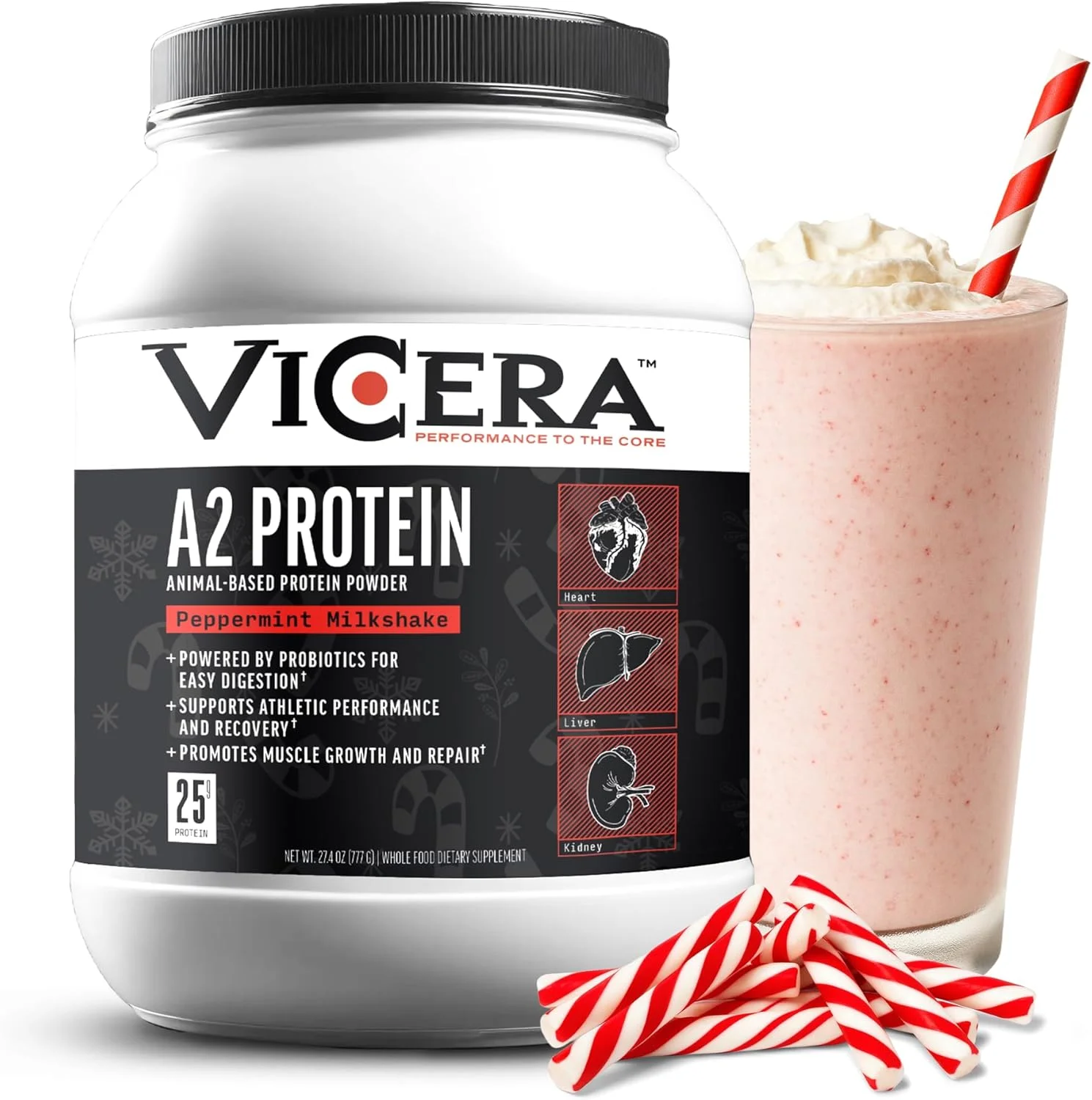 پودر پروتئین A2، میلک شیک نعنایی، 25 گرم پروتئین در هر وعده، ترکیب ارگانیک وی و کازئین A2/A2 با پروبیوتیک ها و نمک دریایی سلتیک، مکمل تمرین بدون گلوتن، غیر GMO، 20 وعده، 777 گرم