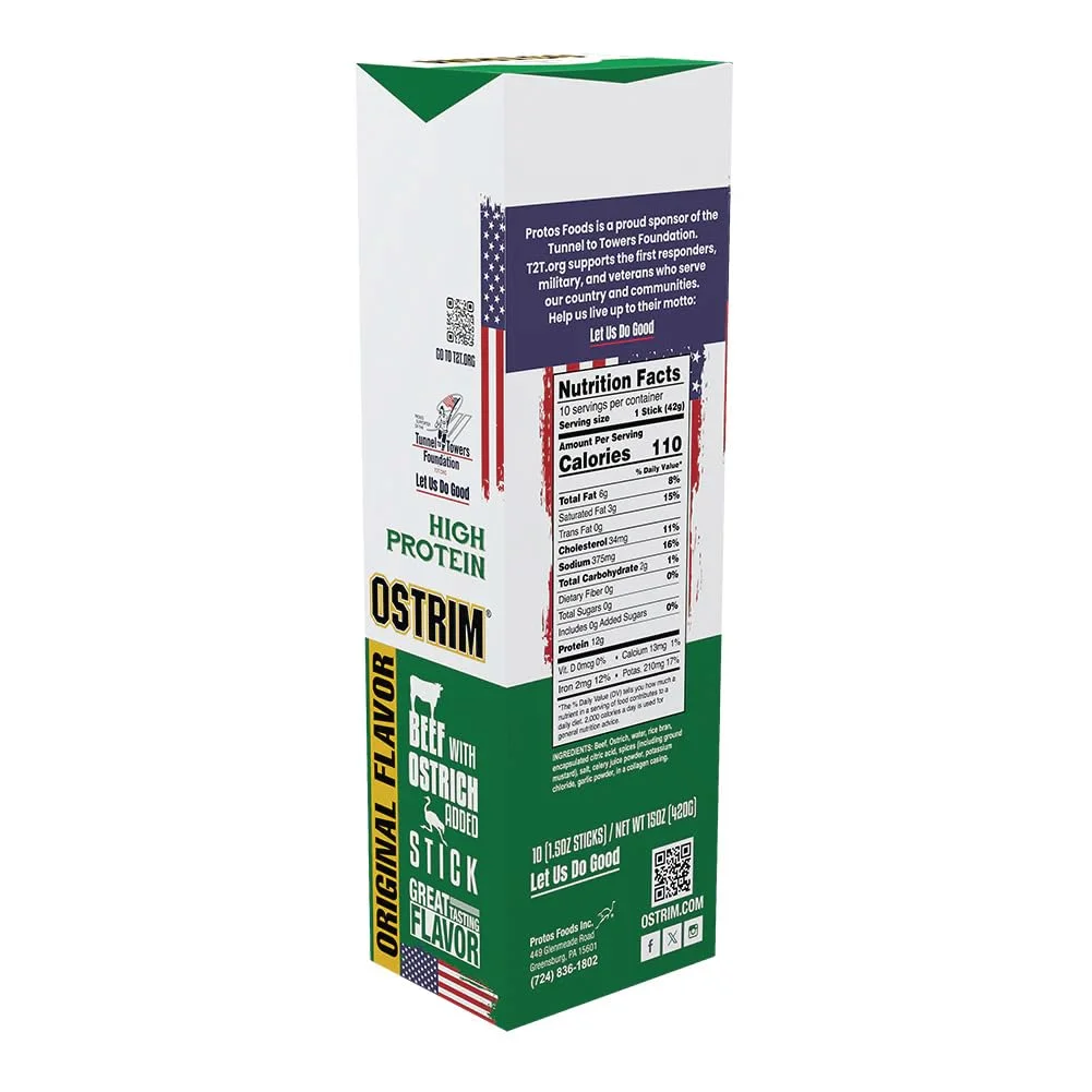 استریم (42 گرم) استیک اسنک پروتئینی گوشت گاو و شترمرغ، (طعم اصلی)، (بسته 10 عددی) استریم (42 گرم) استیک اسنک پروتئینی گوشت گاو و شترمرغ، (طعم اصلی)، (بسته 10 عددی)