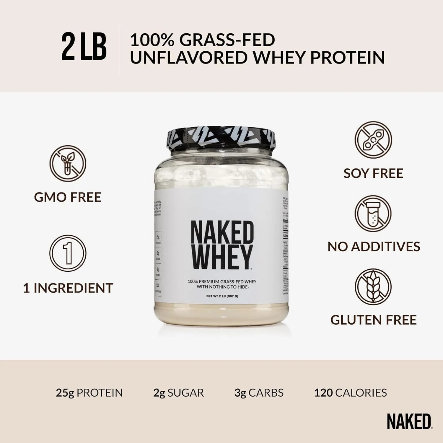 پروتئین وی بدون طعم NAKED Whey، تهیه شده از شیر گاوهای تغذیه شده با علف، 907 گرم - تنها با یک ماده اولیه، بدون گلوتن، بدون سویا، بدون GMO و بدون مواد نگهدارنده پروتئین وی بدون طعم NAKED Whey، تهیه شده از شیر گاوهای تغذیه شده با علف، 907 گرم - تنها با یک ماده اولیه، بدون گلوتن، بدون سویا، بدون GMO و بدون مواد نگهدارنده