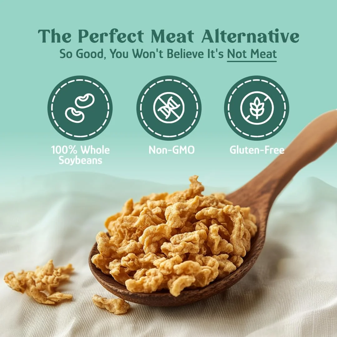 فرآورده سویای فرآوری نشده، جایگزین گوشت سویا، پروتئین بالا، بدون گلوتن، 1.3 کیلوگرم