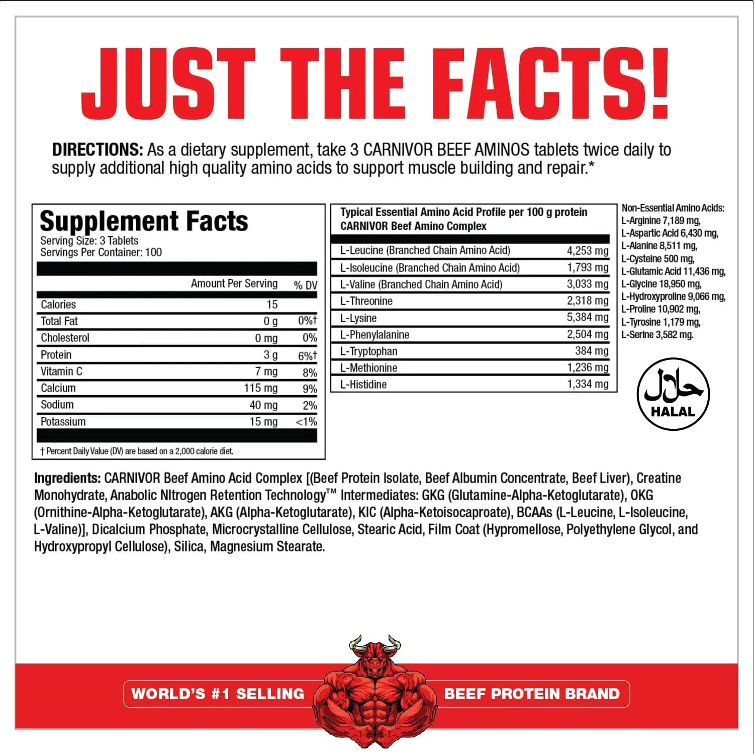 قرص آمینو گوشت گاو کارنیور ماسل مدز، پروتئین ایزوله گوشت گاو، جگر گاو، آلبومین گوشت گاو، کراتین، بی سی ای ای برای ریکاوری و رشد عضلات، 300 عدد