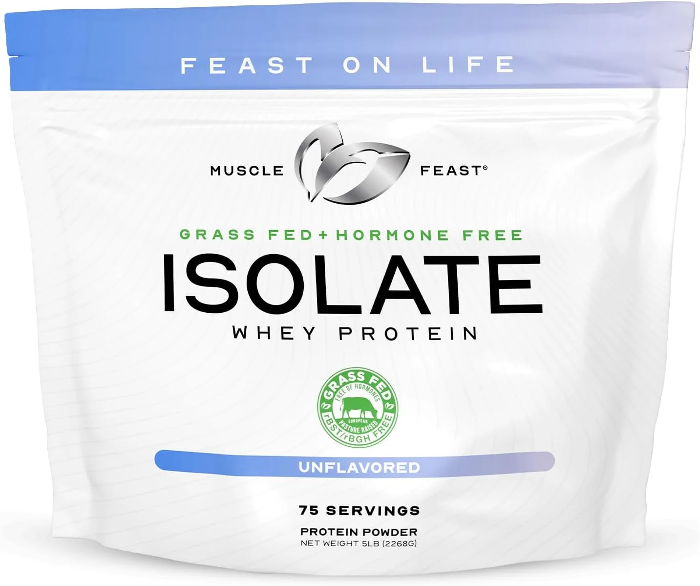 بسته پروتئین وی ایزوله Muscle Feast – پروتئین وی ایزوله بدون طعم 2.2 کیلوگرمی (1 عدد) + پروتئین وی ایزوله شکلاتی 2.2 کیلوگرمی (1 عدد)، کاملا طبیعی و بدون هورمون، تهیه شده از دام های تغذیه شده با علف
