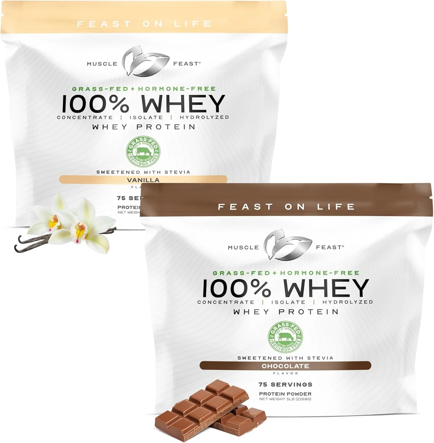 مجموعه پروتئین وی ۱۰۰٪ تغذیه شده با علف Muscle Feast – ترکیب شکلات و وانیل، هر کدام ۵ پوند – کاملا طبیعی، بدون هورمون، مخلوط کنسانتره، ایزوله و هیدرولیز شده وی مجموعه پروتئین وی ۱۰۰٪ تغذیه شده با علف Muscle Feast – ترکیب شکلات و وانیل، هر کدام ۵ پوند – کاملا طبیعی، بدون هورمون، مخلوط کنسانتره، ایزوله و هیدرولیز شده وی