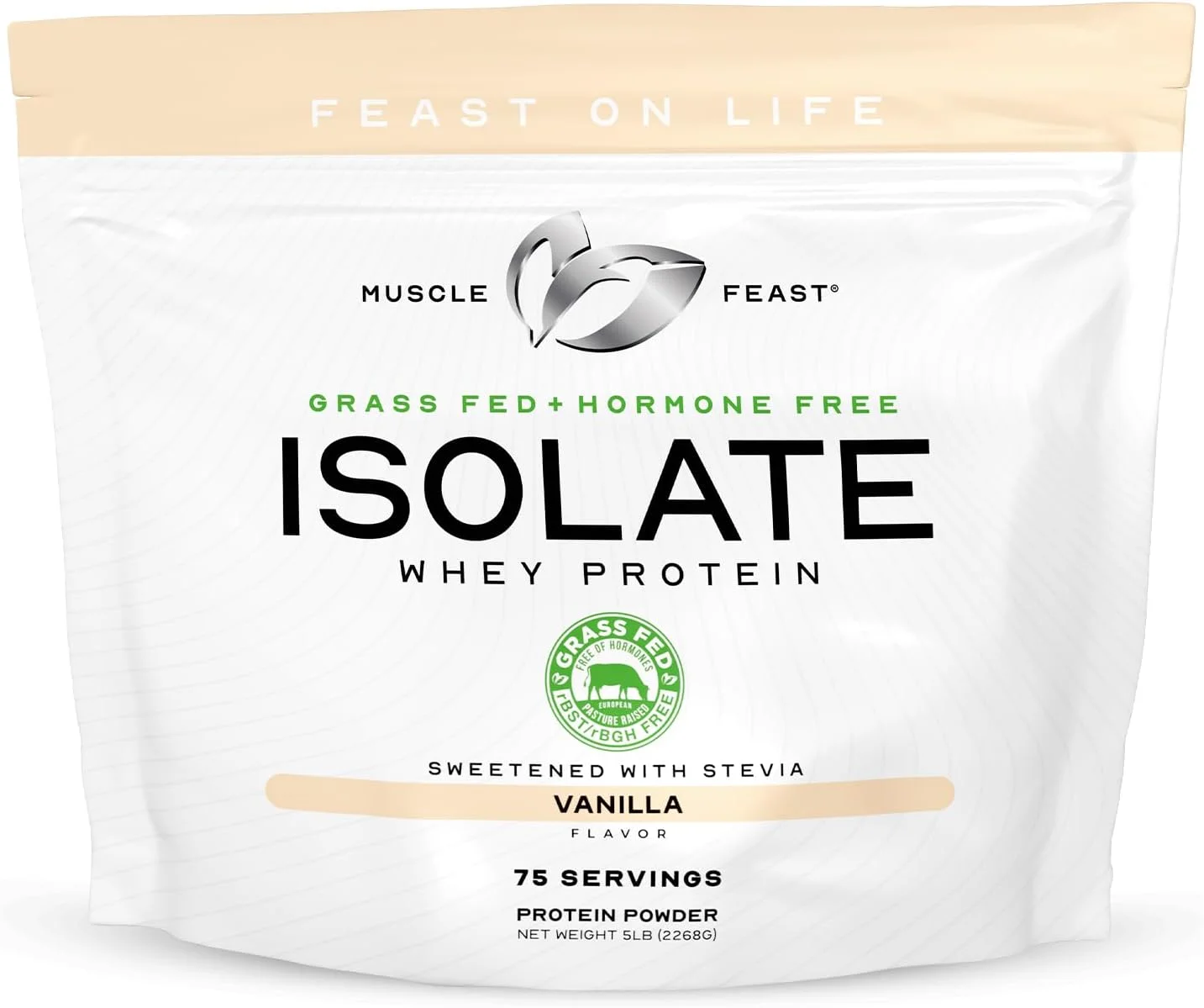 بسته عضلانی Muscle Feast – پروتئین وی ایزوله (وانیلی، ۲.۲ کیلوگرم) + کراتین مونوهیدرات میکرونیزه Creapure (بدون طعم، ۲۵۰ گرم) – هر کدام ۱ واحد