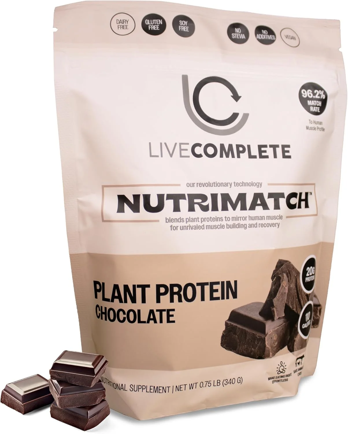 پودر پروتئین گیاهی نوتریمچ™ – شکلاتی | 10 سروینگ - 20 گرم | وگان، 100% گیاهی، پروتئین کامل با نرخ تطابق 96% پودر پروتئین گیاهی نوتریمچ™ – شکلاتی | 10 سروینگ - 20 گرم | وگان، 100% گیاهی، پروتئین کامل با نرخ تطابق 96%