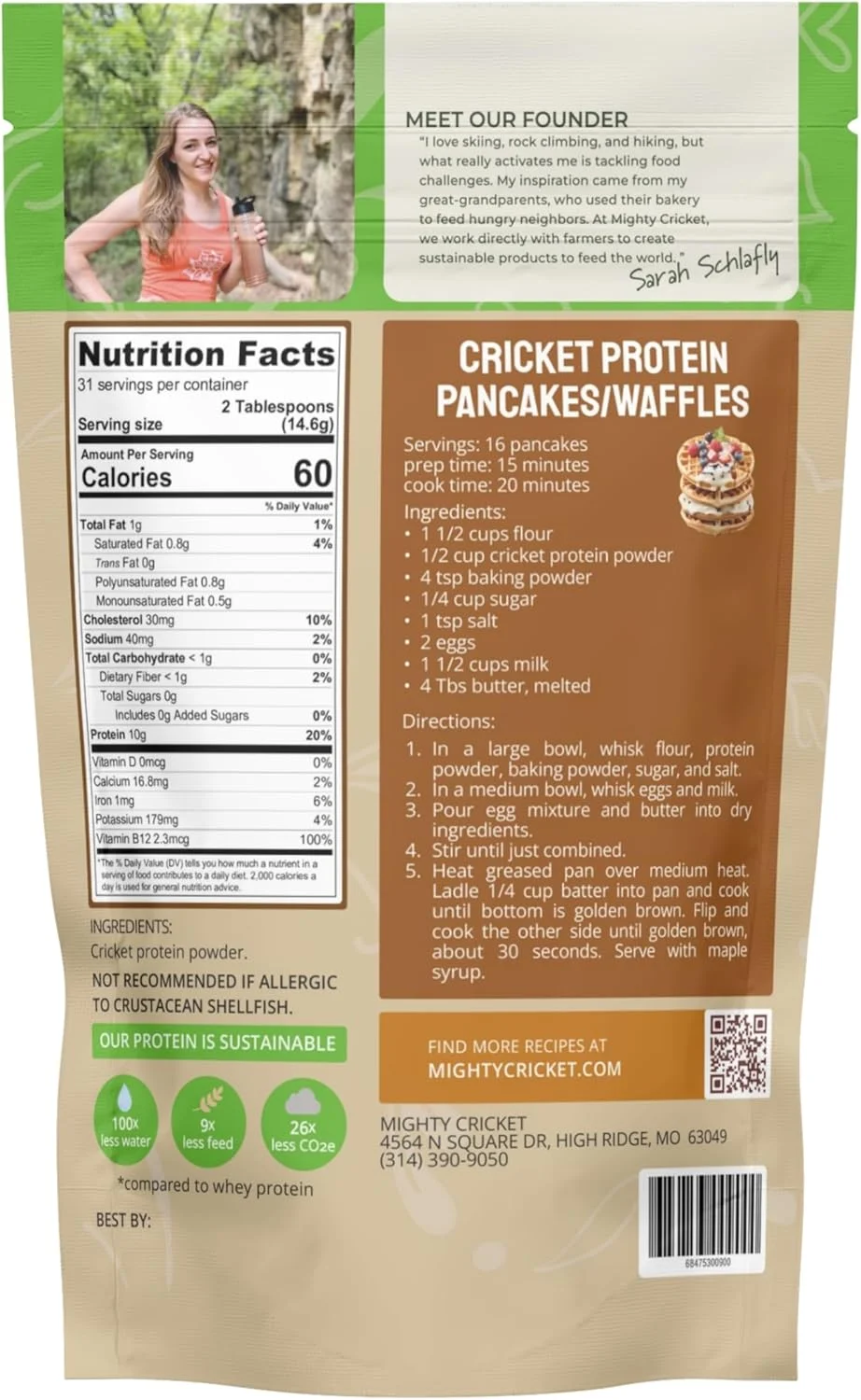پودر آرد جیرجیرک خالص Mighty Cricket - پروتئین بالا، بدون گلوتن + بدون لبنیات، 1/4 پوند پودر آرد جیرجیرک خالص Mighty Cricket - پروتئین بالا، بدون گلوتن + بدون لبنیات، 1/4 پوند