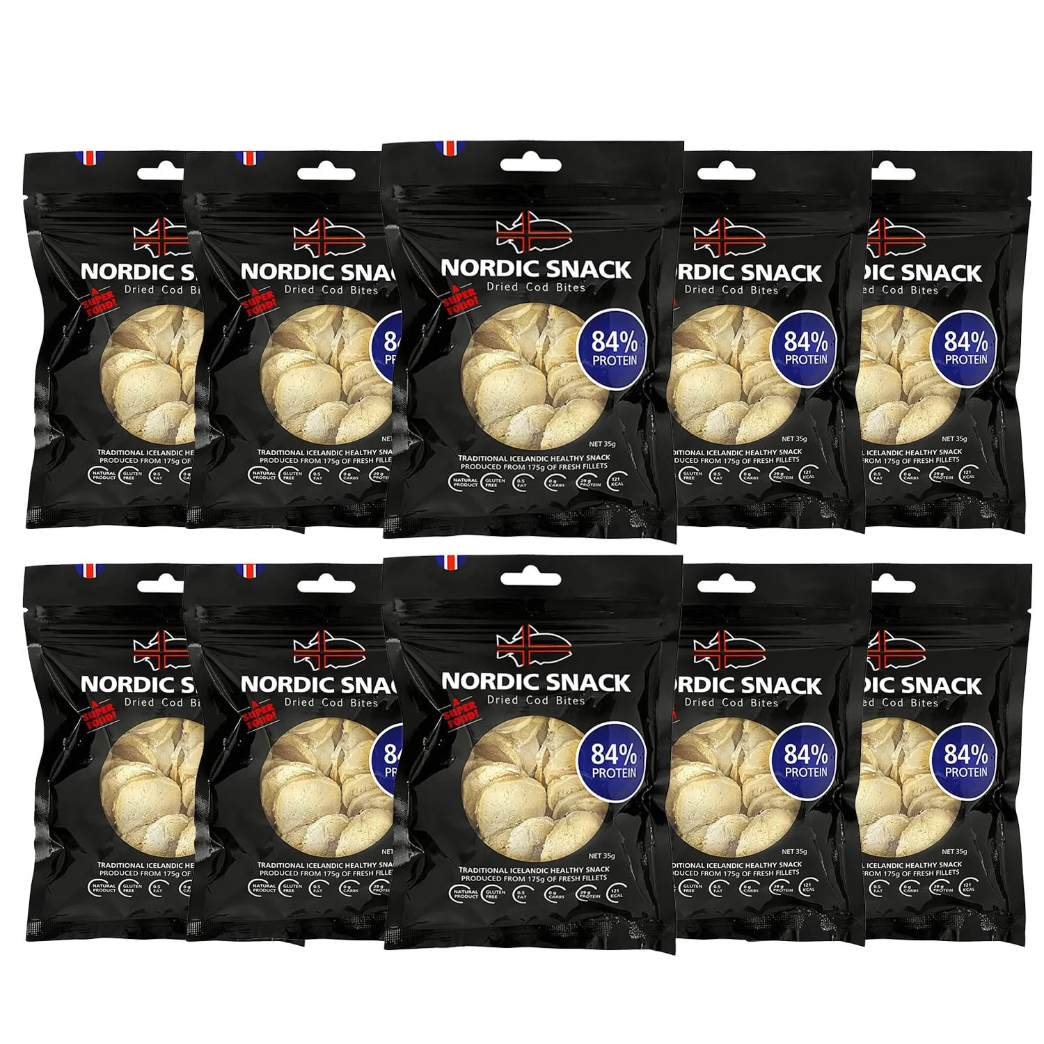 تکه های ماهی کاد خشک شده نوردیک کچ - چیپس پروتئینی با پروتئین بالا تهیه شده از ماهی کاد ایسلندی صید شده در طبیعت - اسنک های پروتئینی کتو، چیپس پروتئینی، اسنک سالم با امگا 3، بسته 35 گرمی قابل بازبست - بسته 10 عددی تکه های ماهی کاد خشک شده نوردیک کچ - چیپس پروتئینی با پروتئین بالا تهیه شده از ماهی کاد ایسلندی صید شده در طبیعت - اسنک های پروتئینی کتو، چیپس پروتئینی، اسنک سالم با امگا 3، بسته 35 گرمی قابل بازبست - بسته 10 عددی