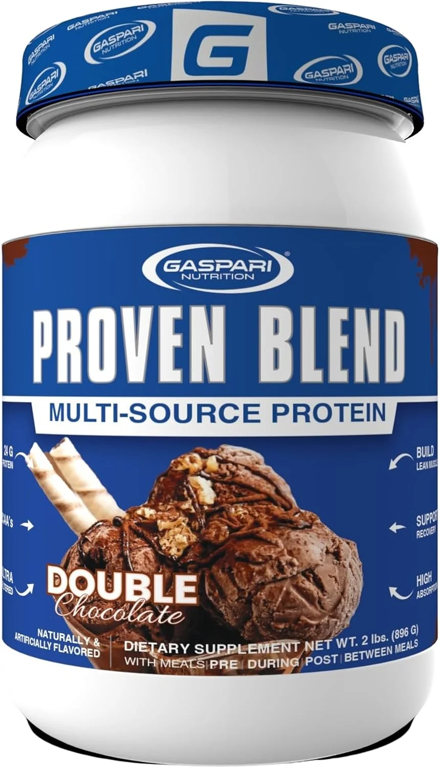 پودر پروتئین ترکیبی Gaspari Nutrition Proven Blend، پروتئین ایزوله گوشت گاو، کنسانتره پروتئین وی و پروتئین وی ایزوله، عضله سازی بدون چربی، 24 گرم پروتئین (28 سروینگ، شکلات دوبل) پودر پروتئین ترکیبی Gaspari Nutrition Proven Blend، پروتئین ایزوله گوشت گاو، کنسانتره پروتئین وی و پروتئین وی ایزوله، عضله سازی بدون چربی، 24 گرم پروتئین (28 سروینگ، شکلات دوبل)