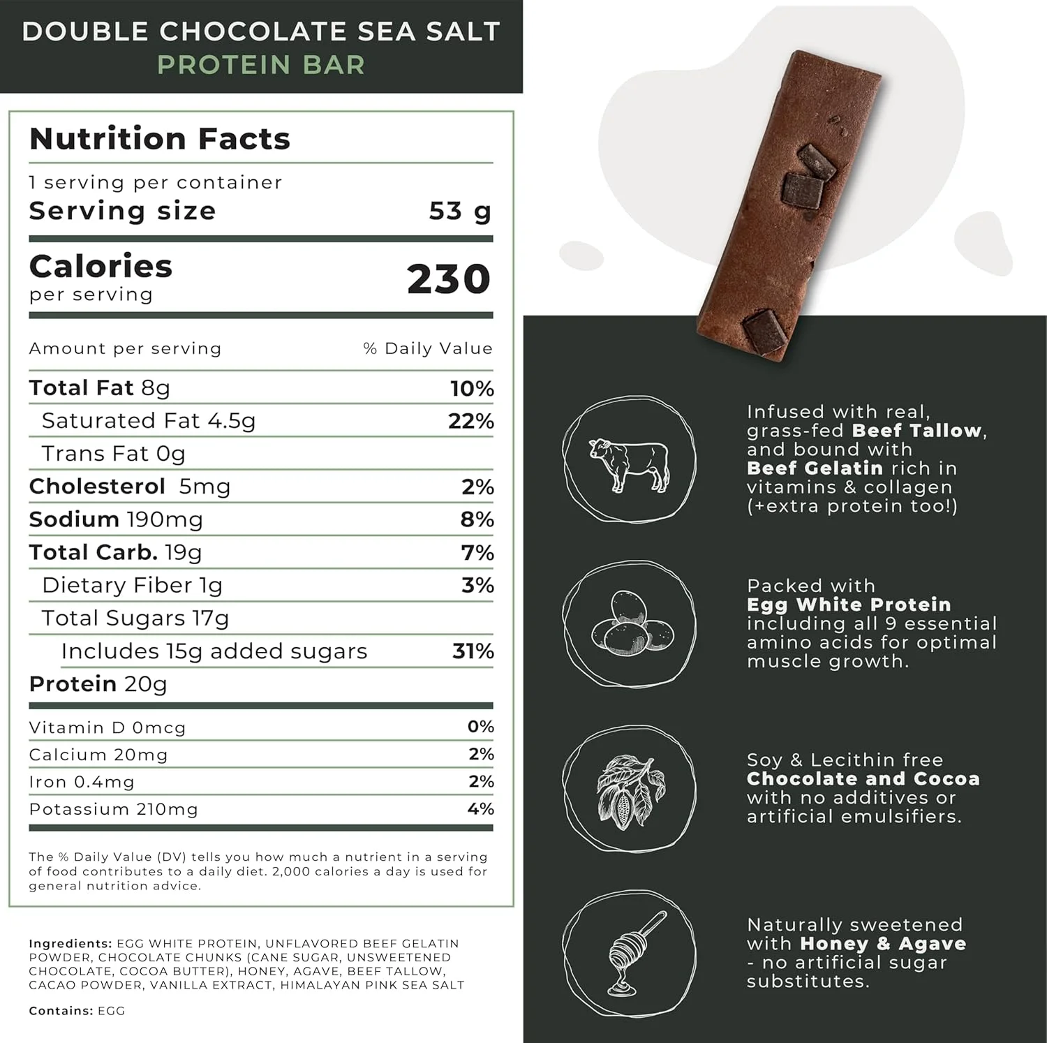 غذای گیاهی گایا، پروتئین بار، پروتئین بار شکلات تلخ و نمک دریایی، بسته 12 عددی | 20 گرم پروتئین | بدون روغن دانه | بدون سویا | پروتئین بالا غذای گیاهی گایا، پروتئین بار، پروتئین بار شکلات تلخ و نمک دریایی، بسته 12 عددی | 20 گرم پروتئین | بدون روغن دانه | بدون سویا | پروتئین بالا