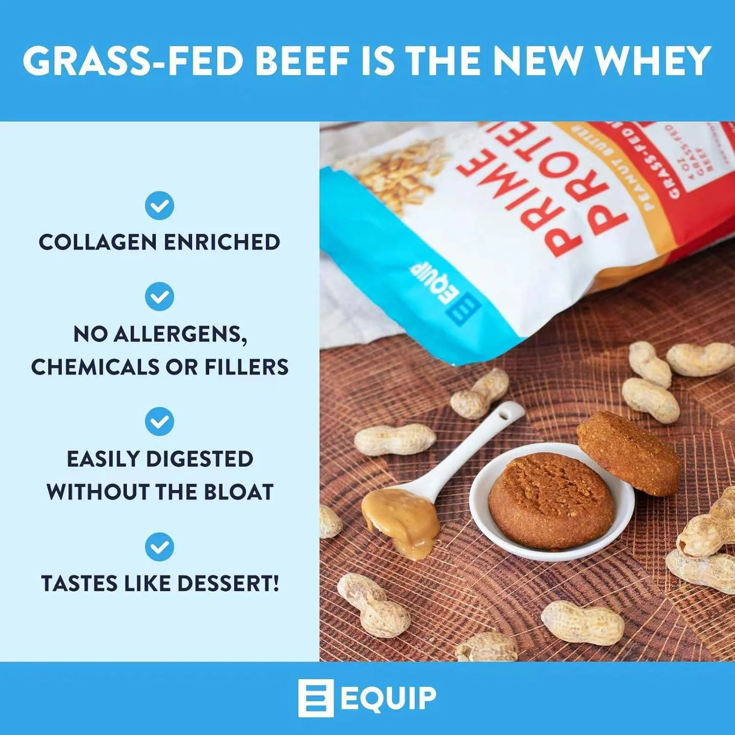 پودر پروتئین پرایم Equip Foods با طعم کره بادام زمینی و پودر پروتئین پرایم با طعم شکلات