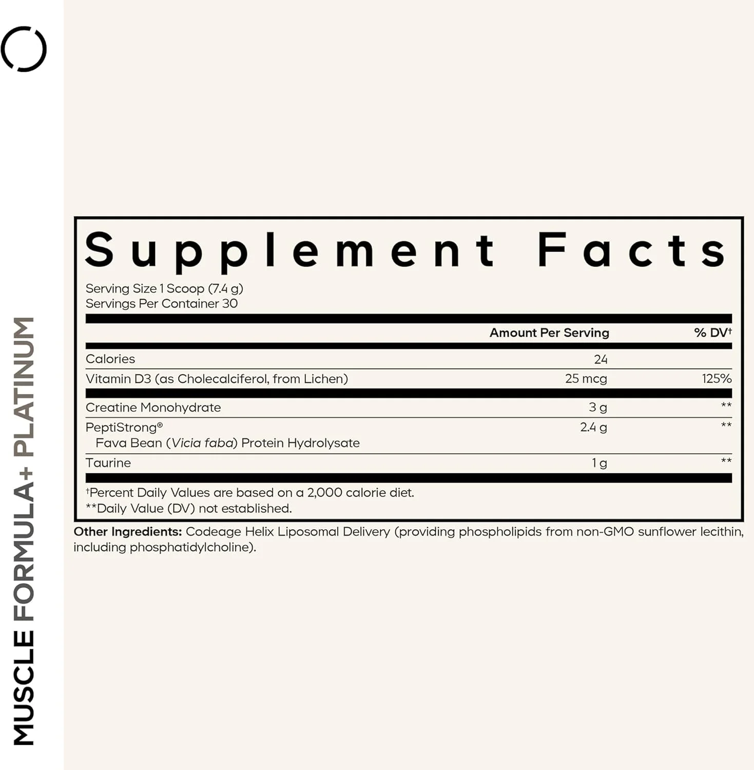 فرمول عضله پلاتینیوم Codeage - کراتین مونوهیدرات، پروتئین هیدرولیز شده باقلا PeptiStrong، تورین، ویتامین D3، تحویل لیپوزومی - غیر GMO - پودر پروتئین بدون طعم - 8.78 اونس فرمول عضله پلاتینیوم Codeage - کراتین مونوهیدرات، پروتئین هیدرولیز شده باقلا PeptiStrong، تورین، ویتامین D3، تحویل لیپوزومی - غیر GMO - پودر پروتئین بدون طعم - 8.78 اونس