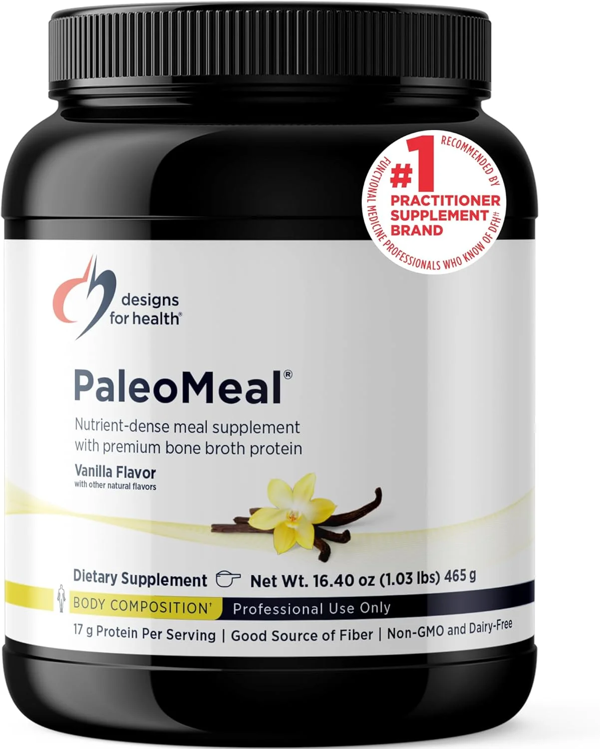 پودر پروتئین آب قلم PaleoMeal Designs for Health با 17 گرم پروتئین، مکمل غذایی شیک جایگزین وعده غذایی با فولات فعال + مواد معدنی کلاته، وانیلی (15 سروینگ / 480 گرم)