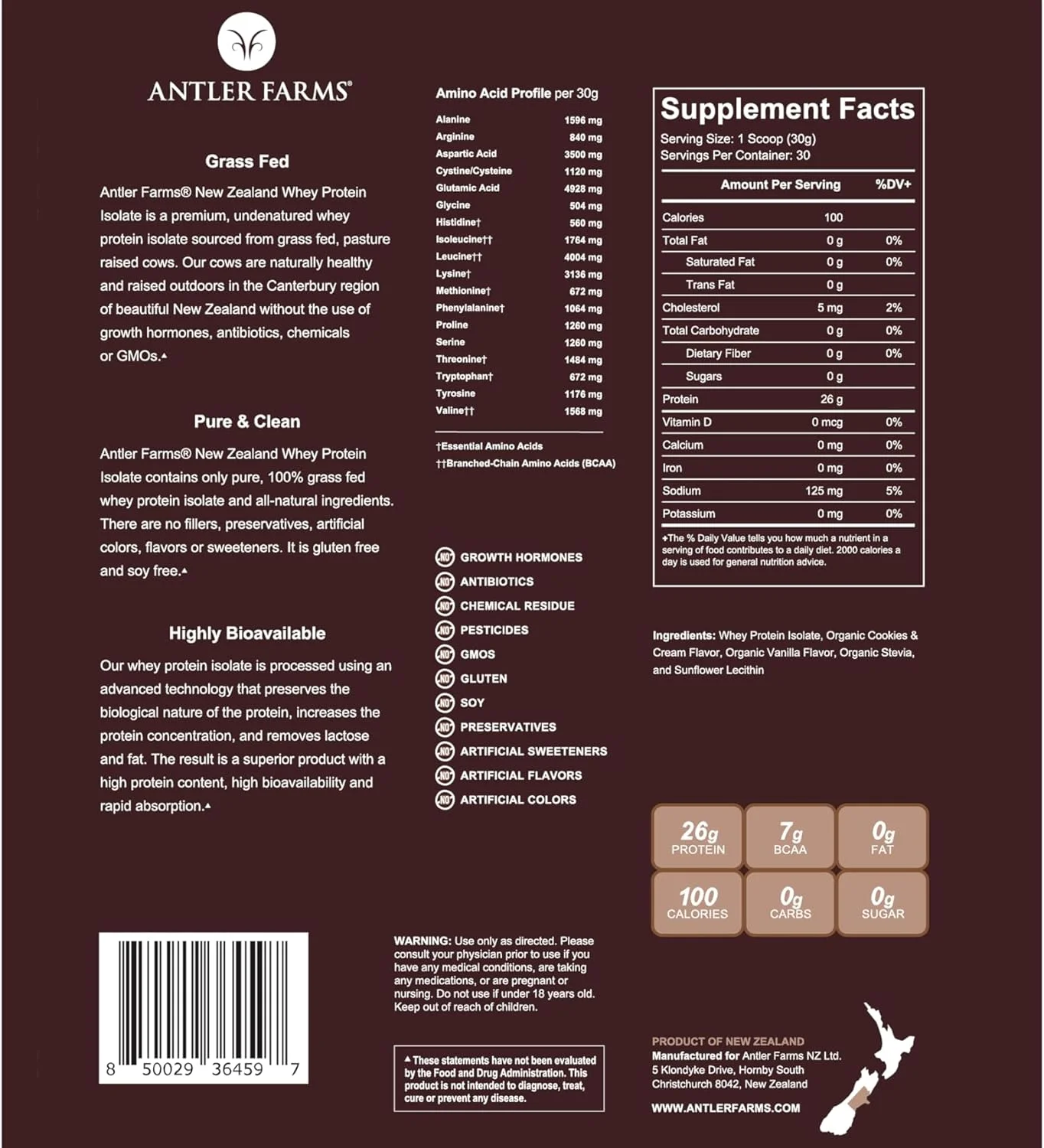 پروتئین وی ایزوله نیوزلند Antler Farms - 100% تغذیه شده با علف، طعم کوکی و خامه، 2 پوند - خالص و تمیز، 5 ماده تشکیل دهنده، فرآوری شده با سرما پروتئین وی ایزوله نیوزلند Antler Farms - 100% تغذیه شده با علف، طعم کوکی و خامه، 2 پوند - خالص و تمیز، 5 ماده تشکیل دهنده، فرآوری شده با سرما